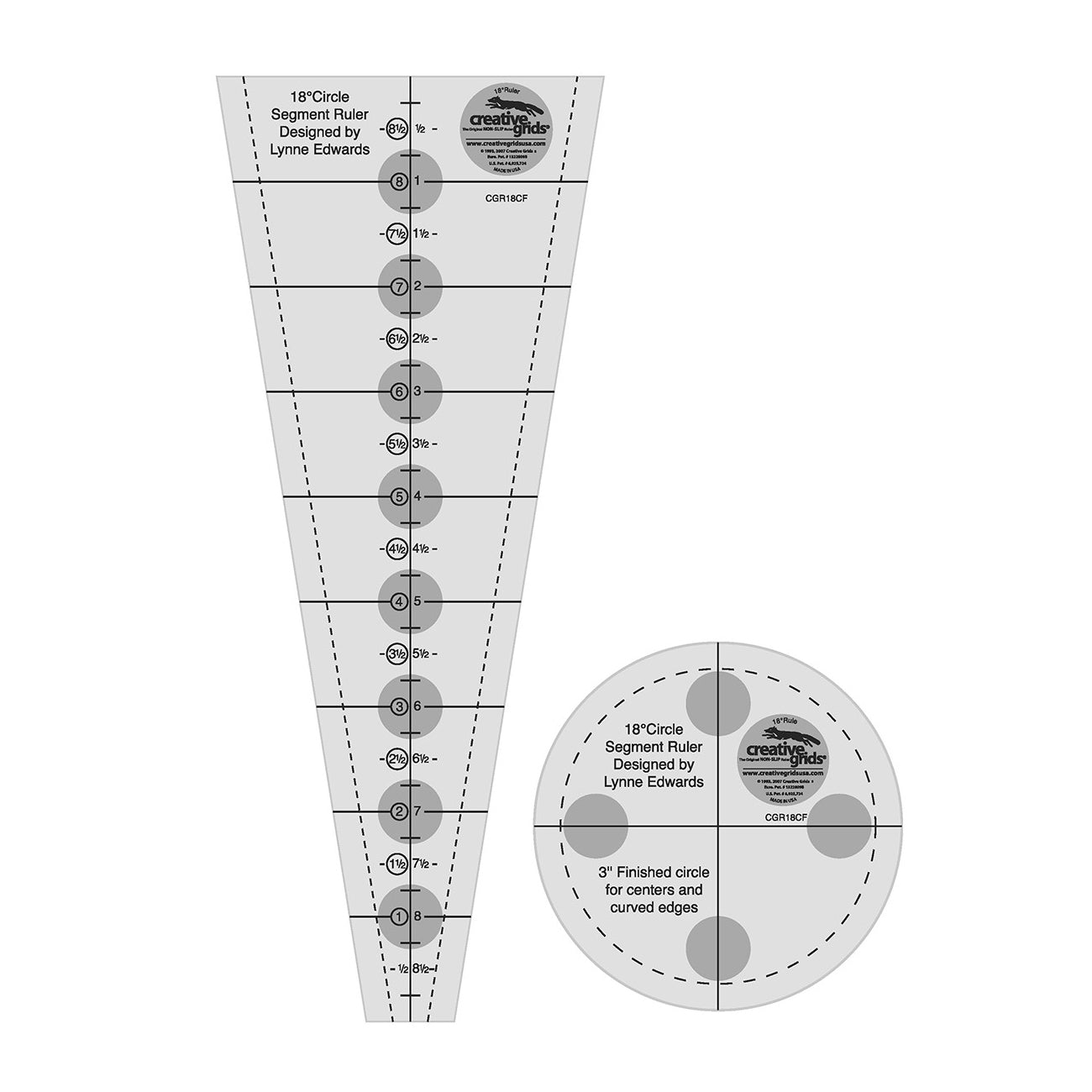 Creative Grids 18 Degree And Circle Segment Dresden Plate Quilt Ruler (CGR18CF)