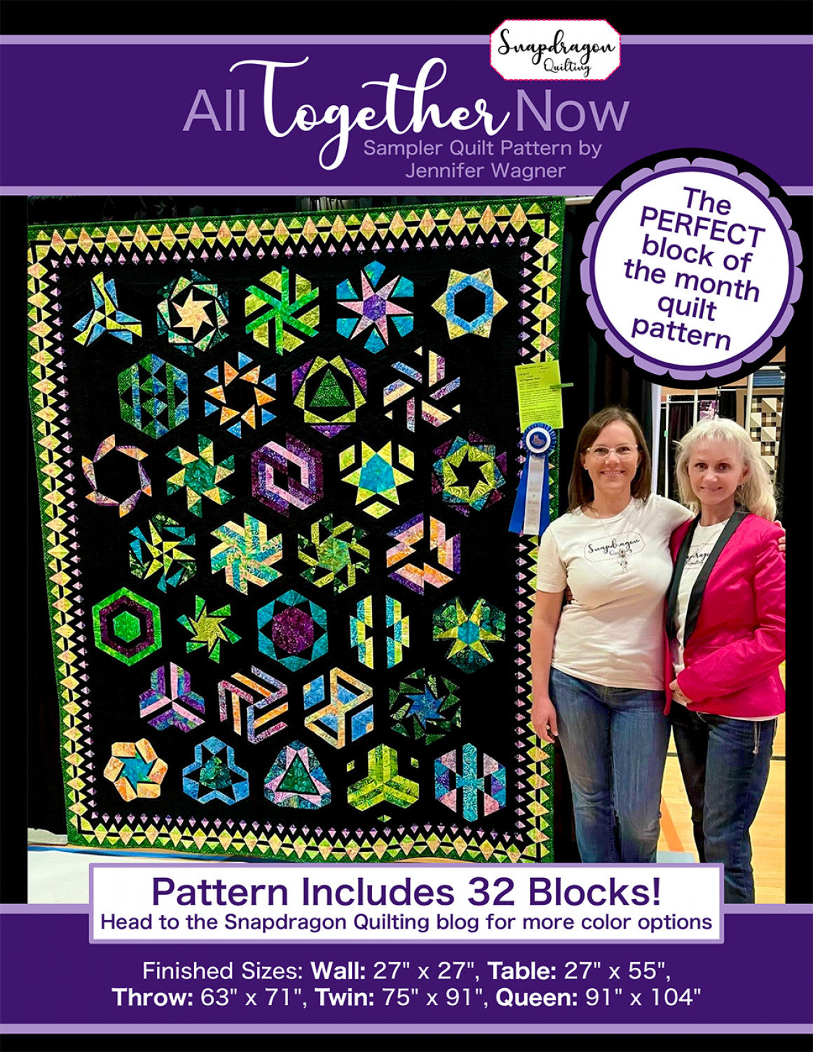 All Together Now Foundation Paper Pieced Sampler Quilt Pattern by Jennifer Wagner from Snapdragon Quilting