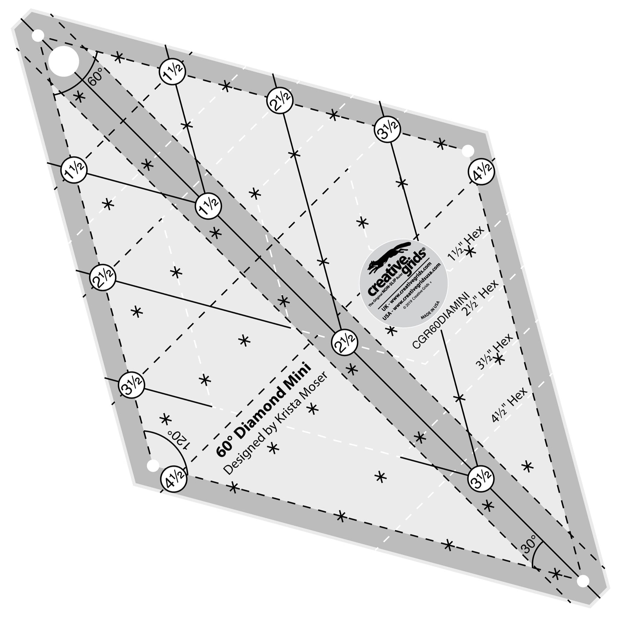 Creative Grids 60 Degree Mini Diamond Ruler (CGR60DIAMINI)