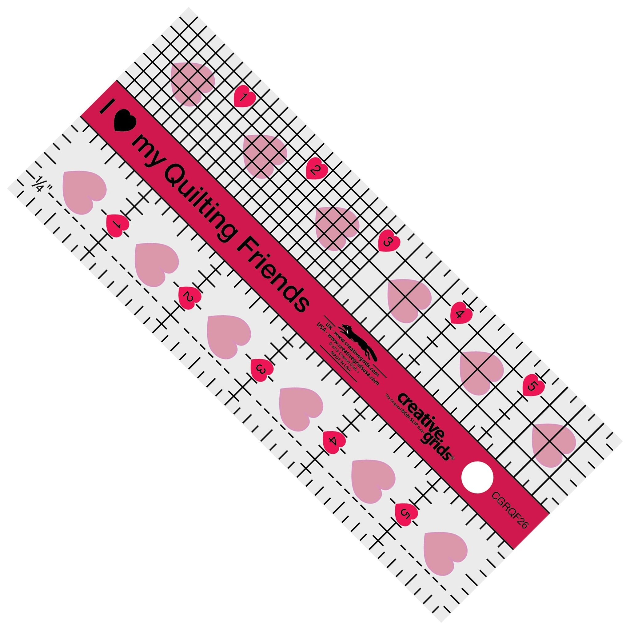 Creative Grids I Love My Quilt Friends Mini Quilt Ruler 2-1/2in x 6in (CGRQF26)