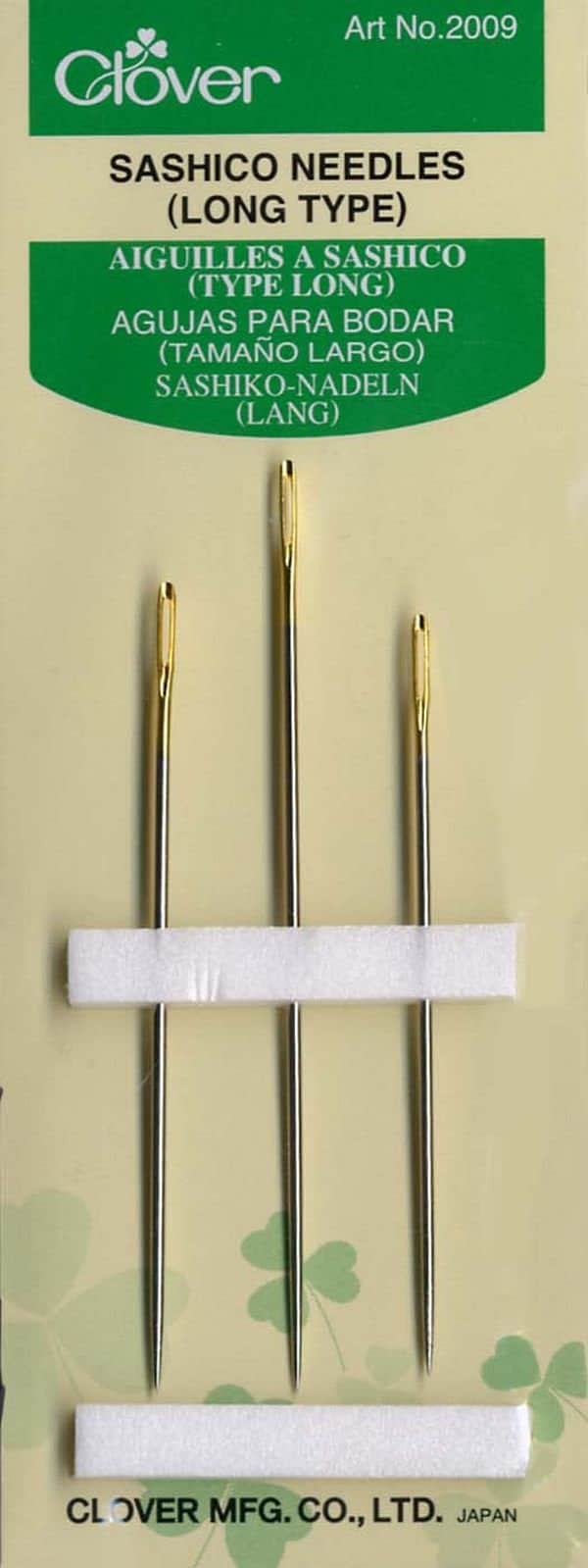 Long Sashiko Needles By Clover, Package Of 3