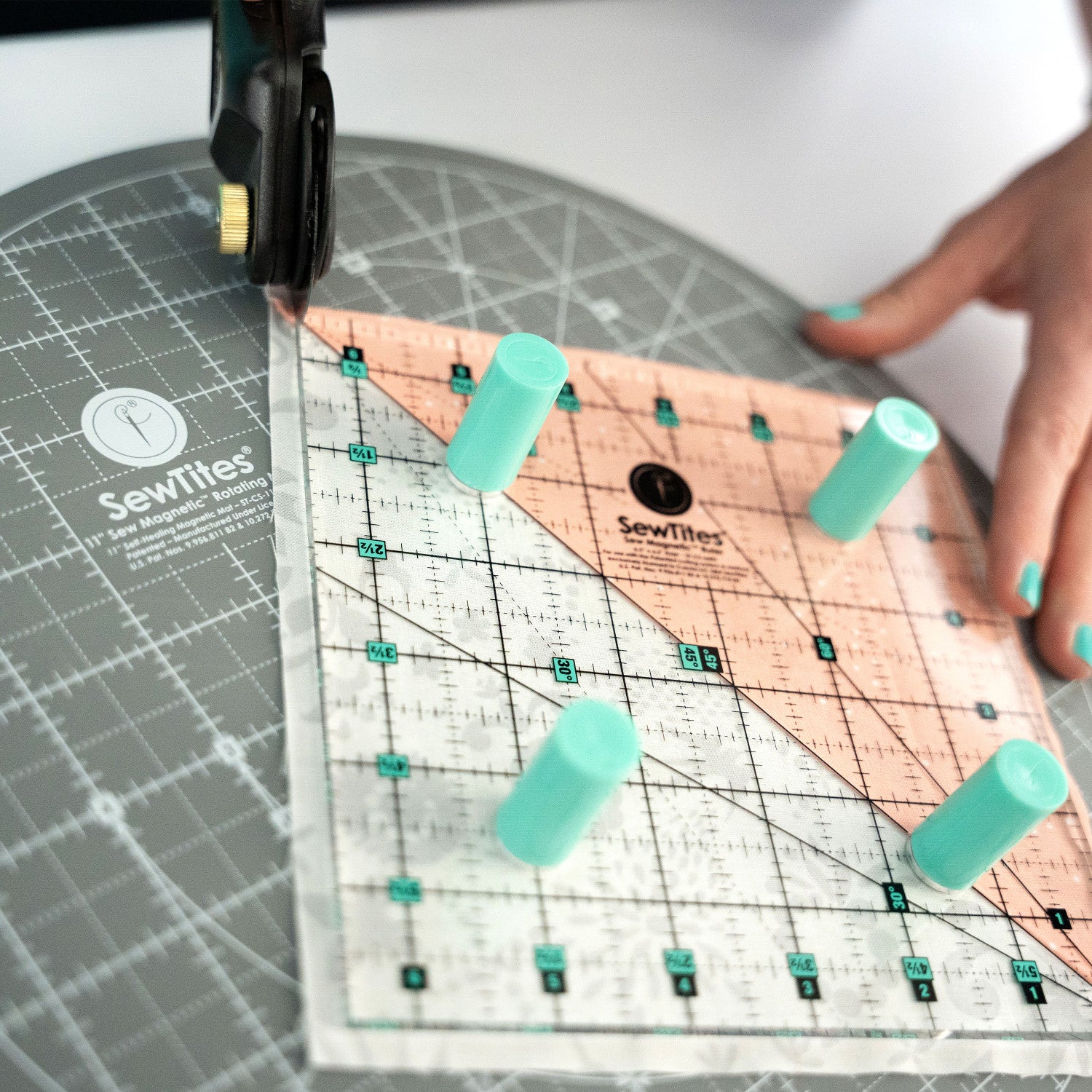 Sew Magnetic 6.5 Inch Square Right-Handed Ruler for use with Sew Magnetic Mats from SewTites