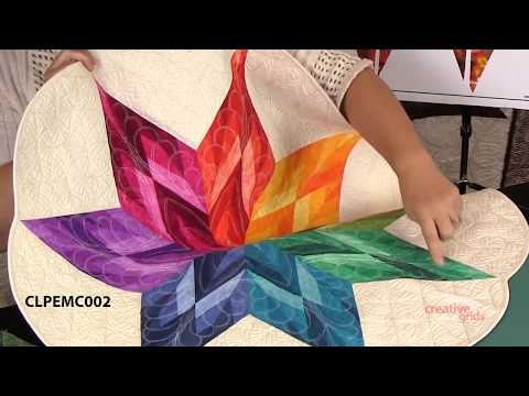 Creative Grids 45 Degree Diamond Dimensions ruler demonstration by Erin Underwood, showing how to cut and trim diamonds, chevrons, and log-cabin diamonds.