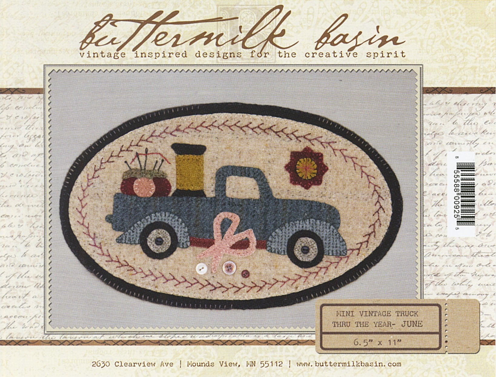 Mini Vintage Truck Thru The Year June Applique Pattern by Buttermilk Basin
