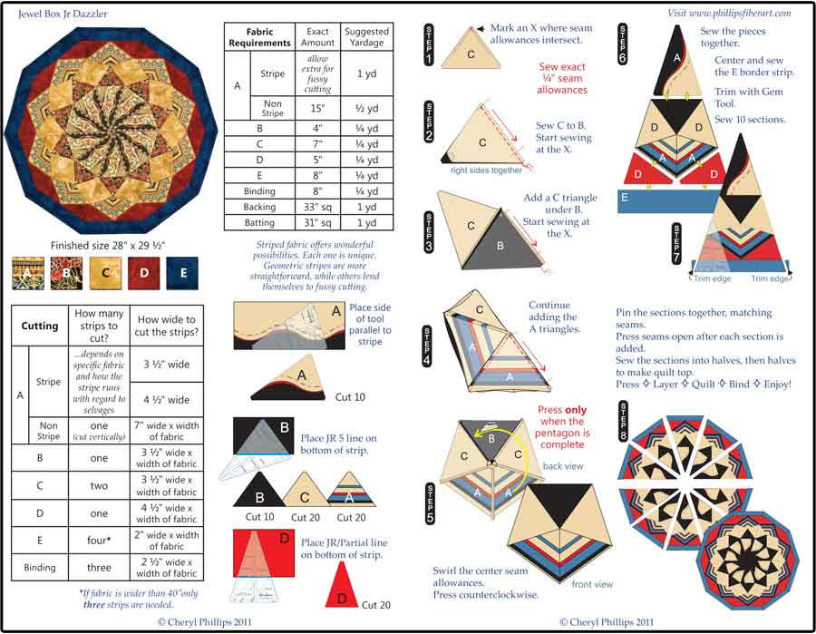 Jewel Box Gem Junior Quilt Ruler by Cheryl Phillips of Phillips Fiber Art