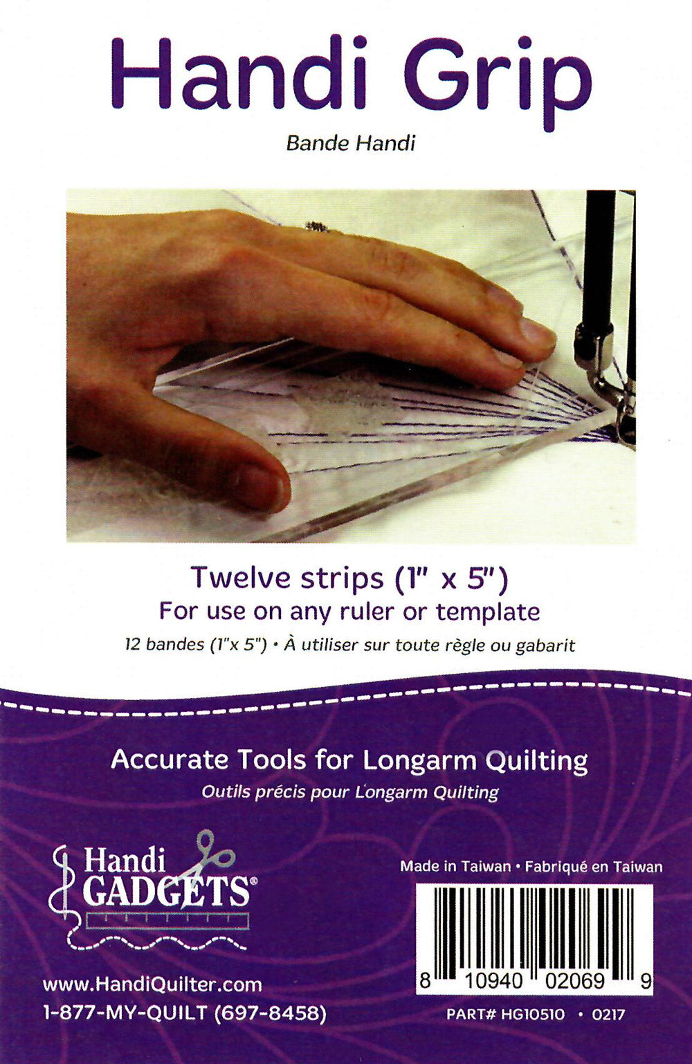 Handi Grip Adhesive Strips: 12 Clear 1-Inch x 5-Inch Strips from Handi Gadgets by HandiQuilter