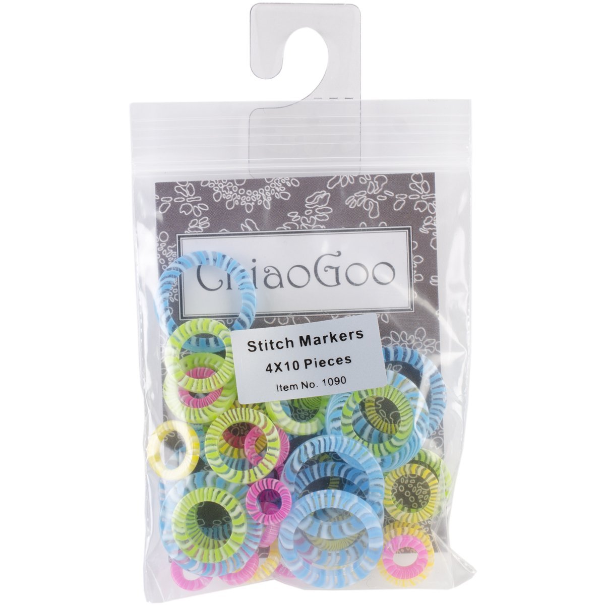 ChiaoGoo Stitch Markers 10 Each Of 4 Sizes 40 Colorful Closed Rings