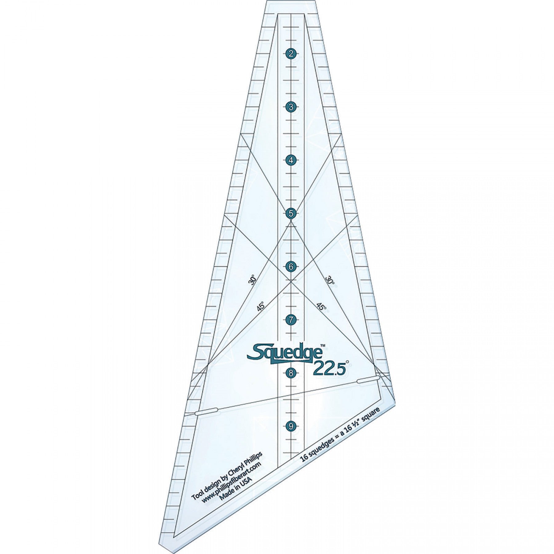 Squedge 11.25 Degree Quilt Ruler for 16-Inch Blocks by Cheryl Phillips of Phillips Fiber Art