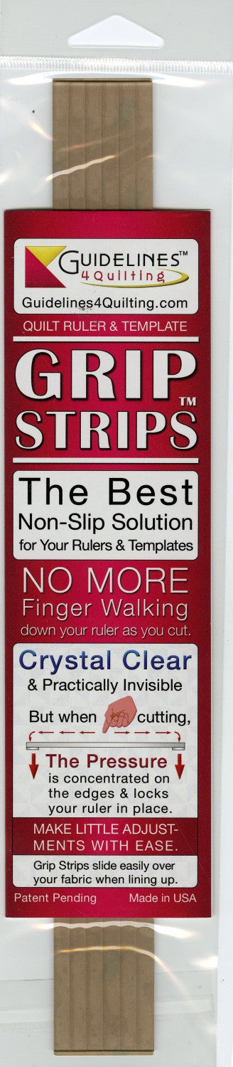 Crystal Clear Grip Strips 1/4-Inch by 11-3/4-Inch 6-Pack For Straight or Curved Quilt Rulers by Guidelines4Quilting