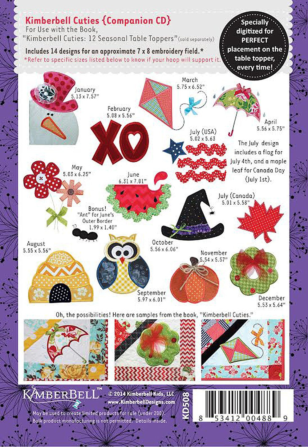 Kimberbell Cuties Companion Machine Embroidery Design CD (KD508)
