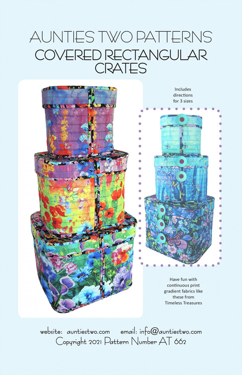 Covered Rectangular Crates Sewing Pattern from Aunties Two