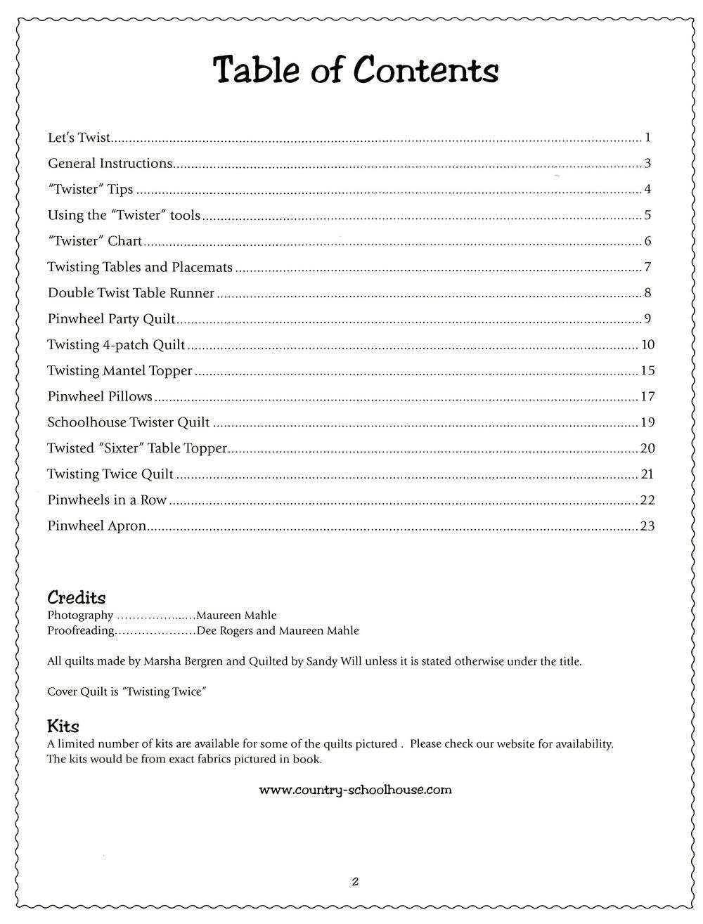 Let's Twist Quilt Pattern Book by Marsha Bergren for Twister Sisters