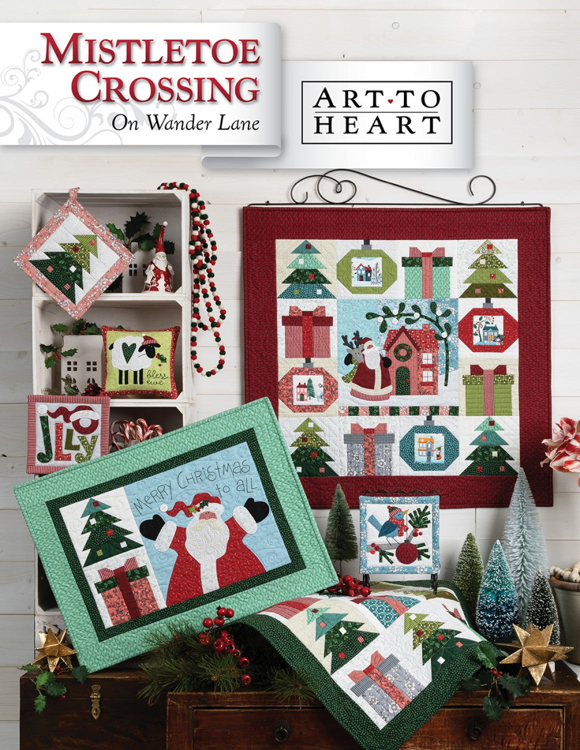 Mistletoe Crossing on Wander Lane Quilt Pattern (December - Block 12) by Nancy Halvorsen of Art to Heart