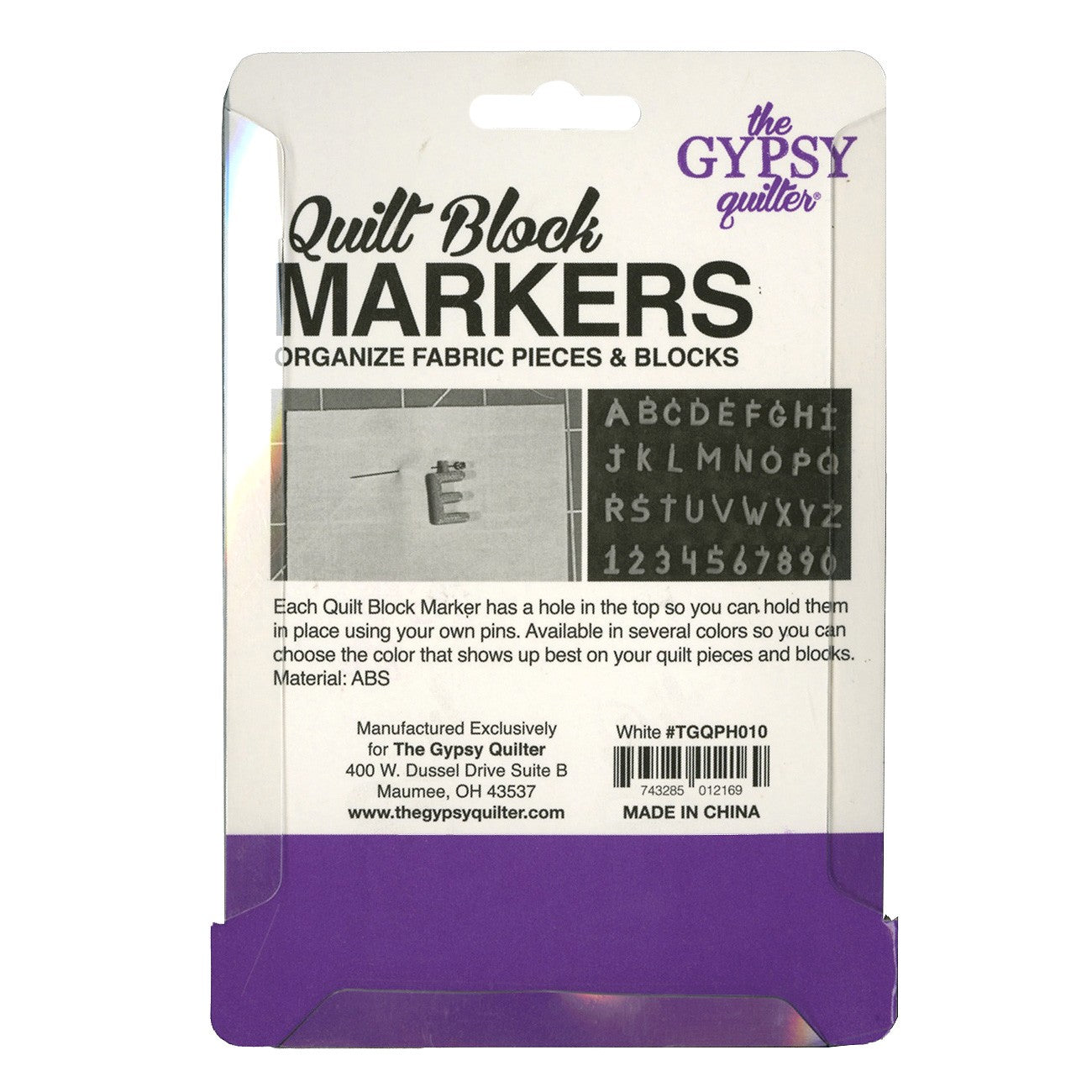 White Quilt Block Markers by Purple Hobbies LLC for The Gypsy Quilter