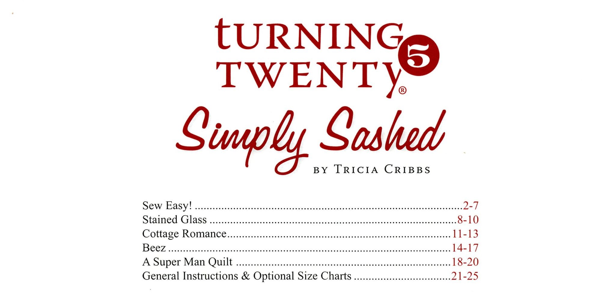 Turning Twenty Simply Sashed Quilt Pattern Book by Tricia Cribbs of Friendfolks - Dings & Dents