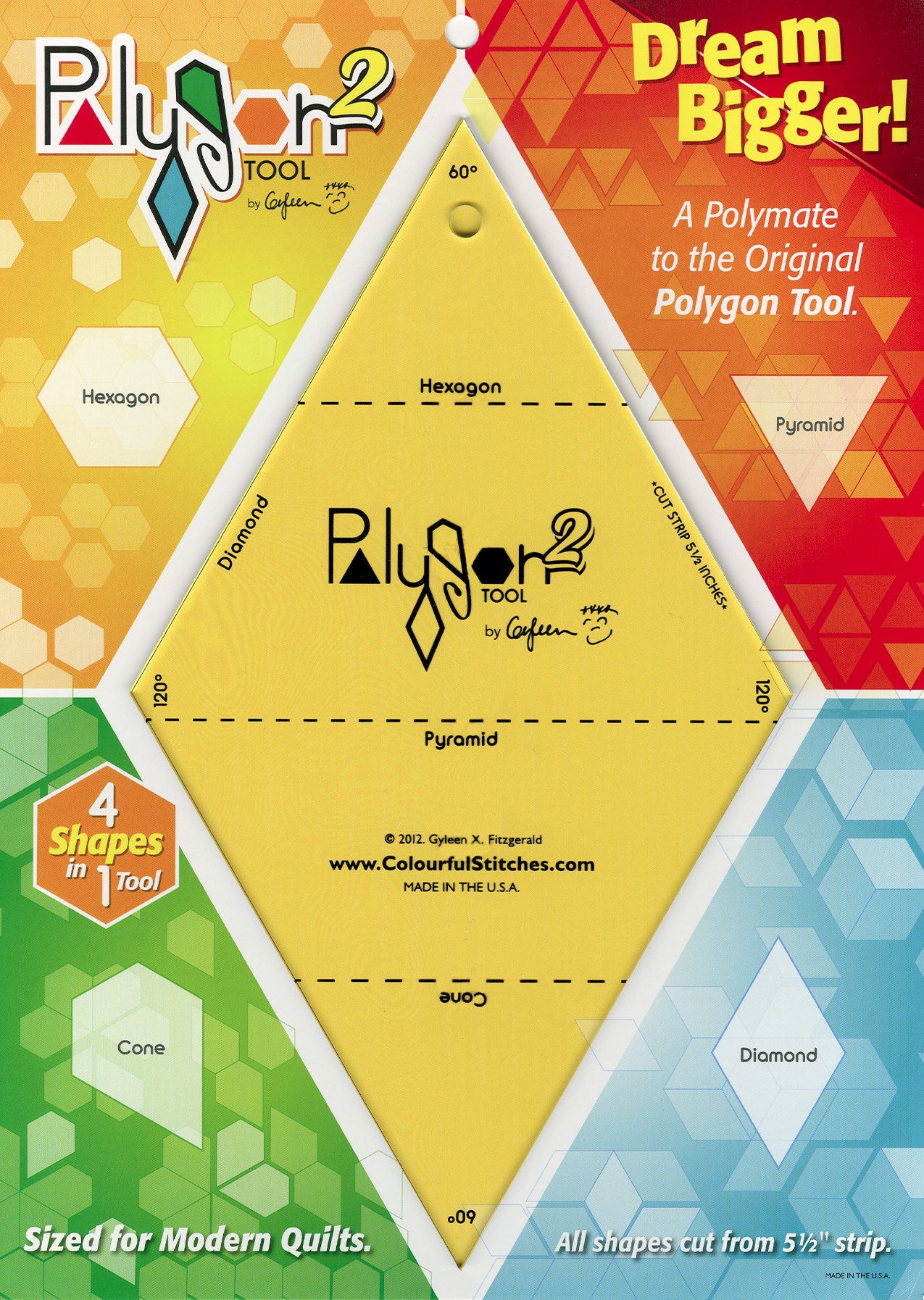 Polygon Tool 2 Quilt Template by Gyleen X Fitzgerald for Colourful Stitches
