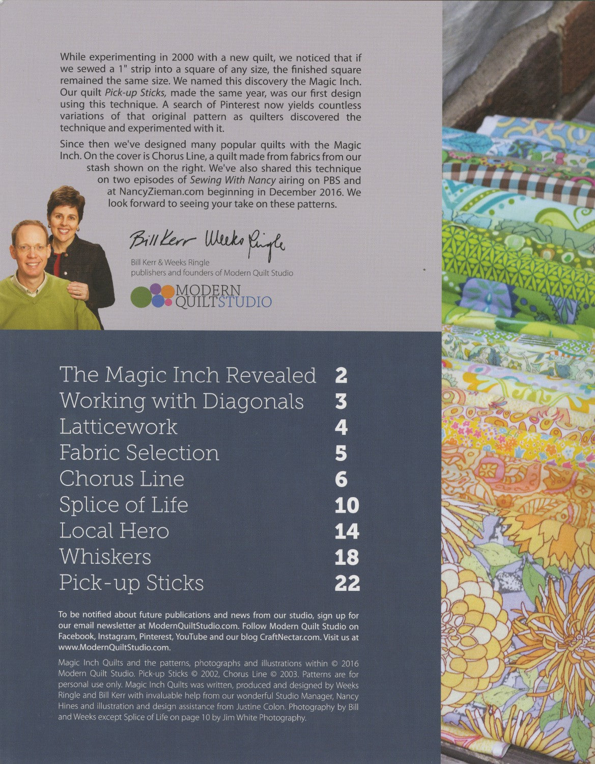 Magic Inch Quilts Pattern Book by Weeks Ringle and Bill Kerr of Modern Quilt Studio