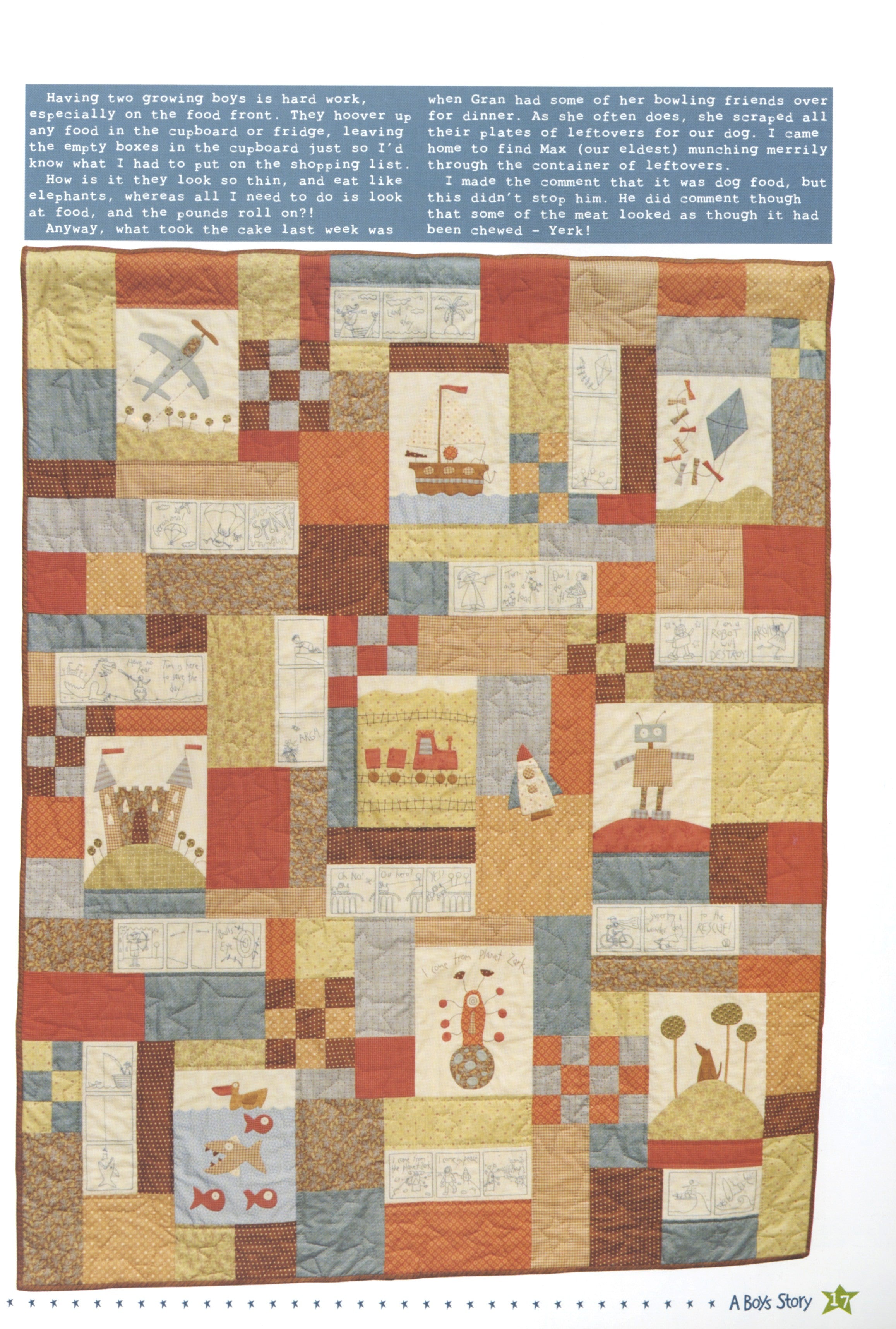 A Boys Story Quilt Pattern Book by Anni Downs of Hatched and Patched