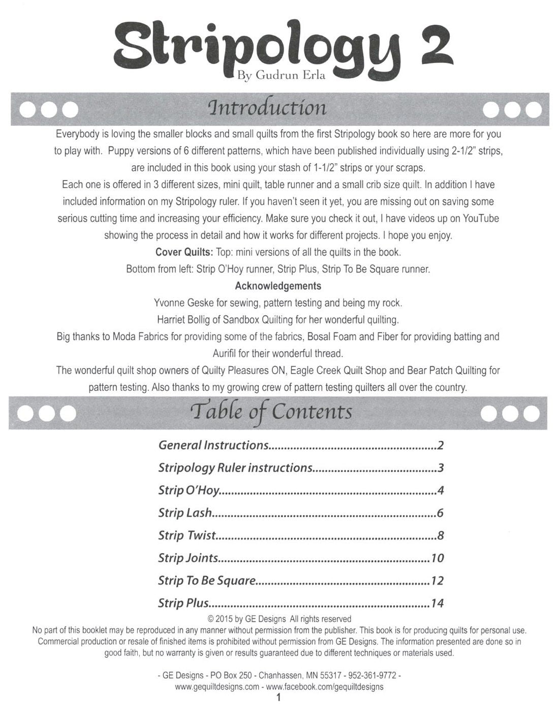 Stripology 2 Quilt Pattern Book by Gudrun Erla of G.E. Designs