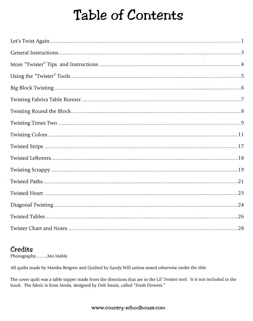 Let's Twist Again Quilt Pattern Book by Marsha Bergren for Twister Sisters