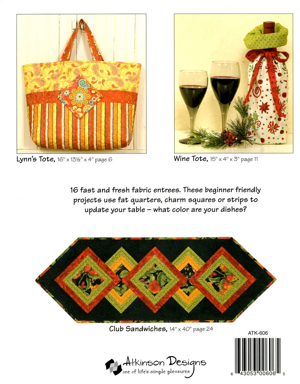 Let's Do Lunch Quilt and Sewing Pattern Book by Terry Atkinson of Atkinson Designs - Dings & Dents