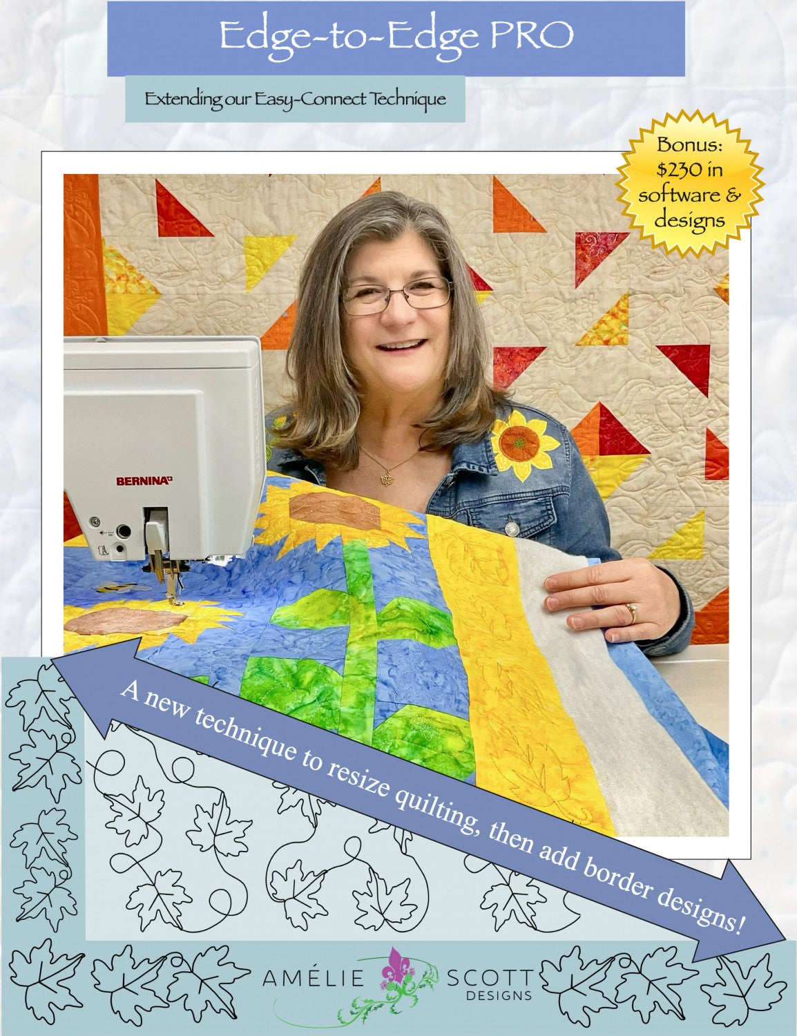 Edge-to-Edge PRO Quilting on Your Embroidery Machine Book by Amelie Scott