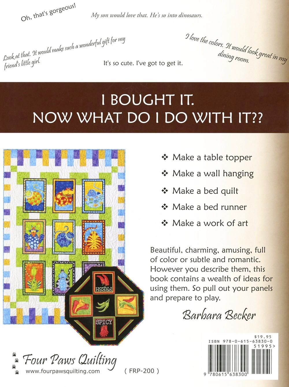 Panel Play Quilt Pattern Book by Barbara Becker of Cozy Quilt Designs