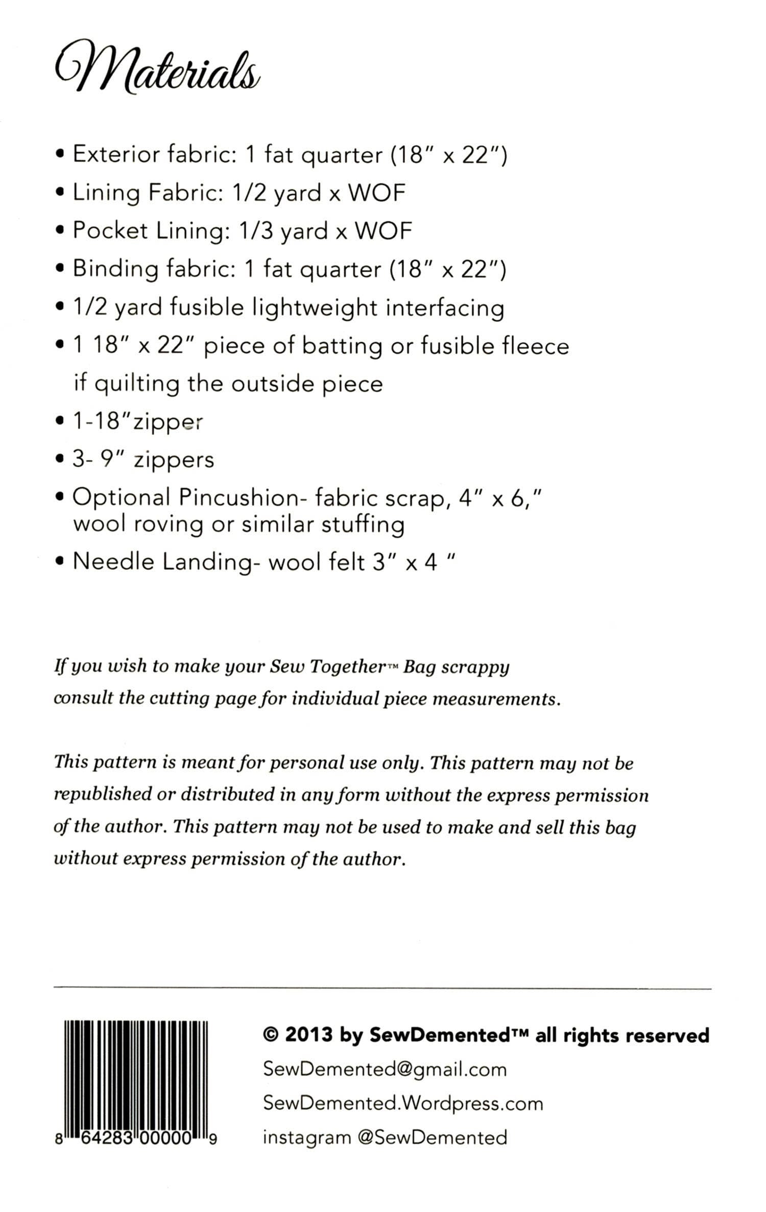 Sew Together Bag Pattern by Michelle Tucker for Sew Demented