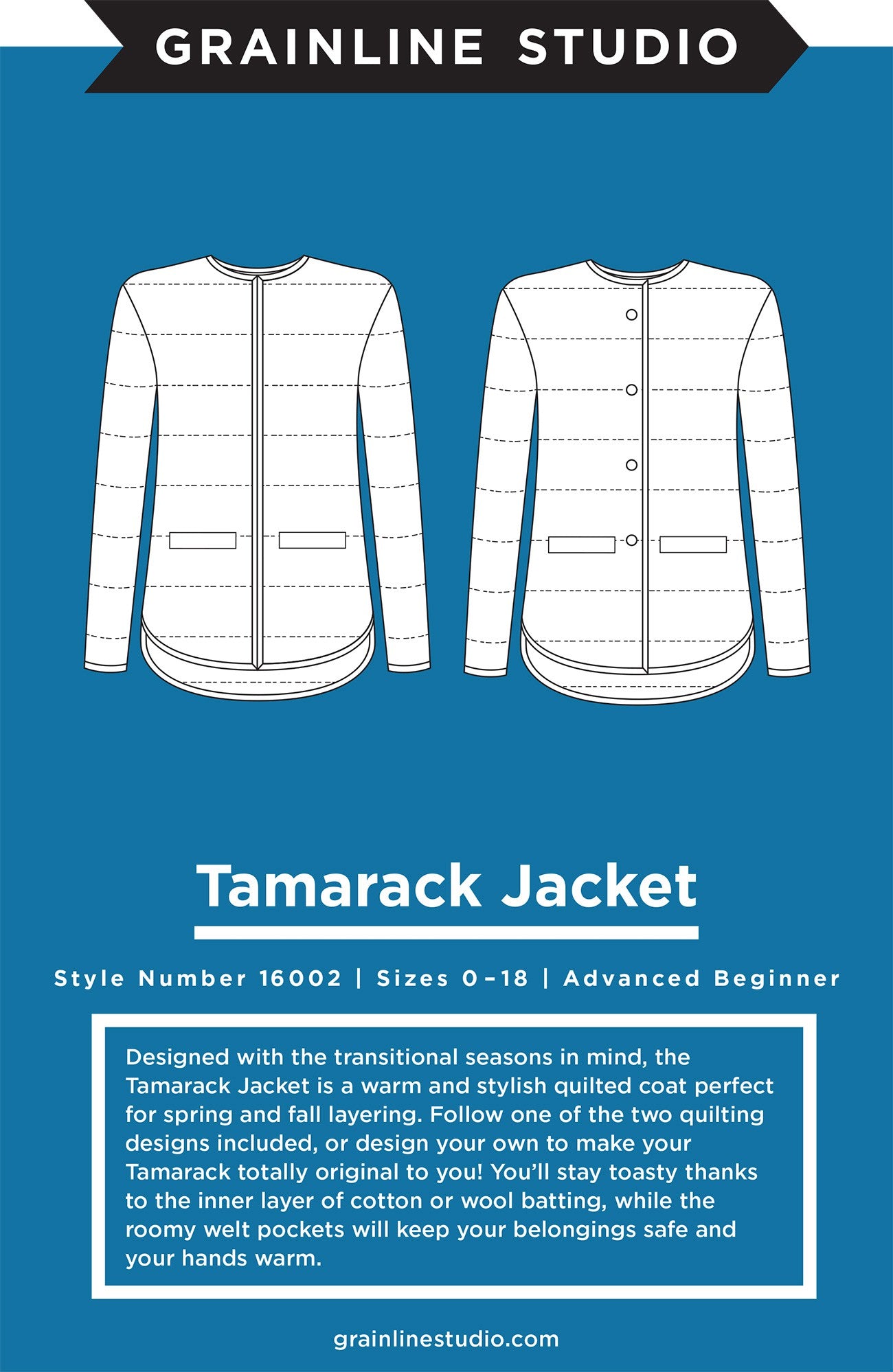 Tamarack Jacket Sizes 0 - 18 Advanced Beginner Sewing Pattern by Jen Beeman of Grainline Studio
