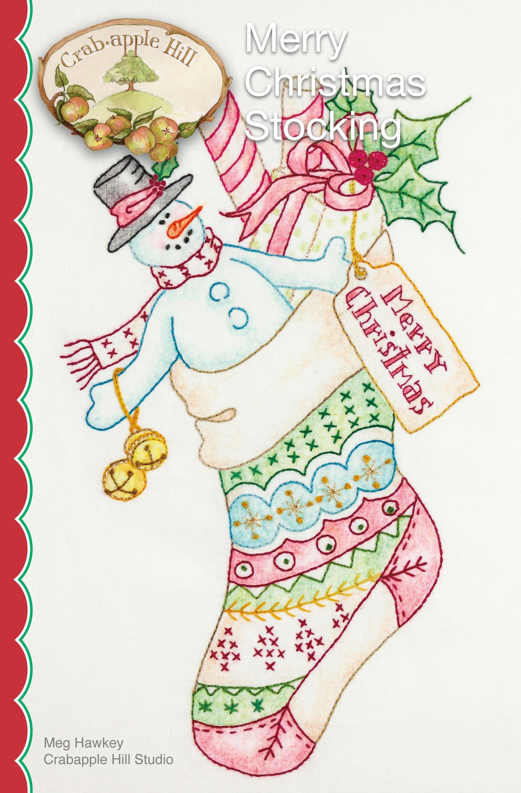 Merry Christmas Stocking Sewing and Embroidery Pattern by Meg Hawkey for Crabapple Hill Studio