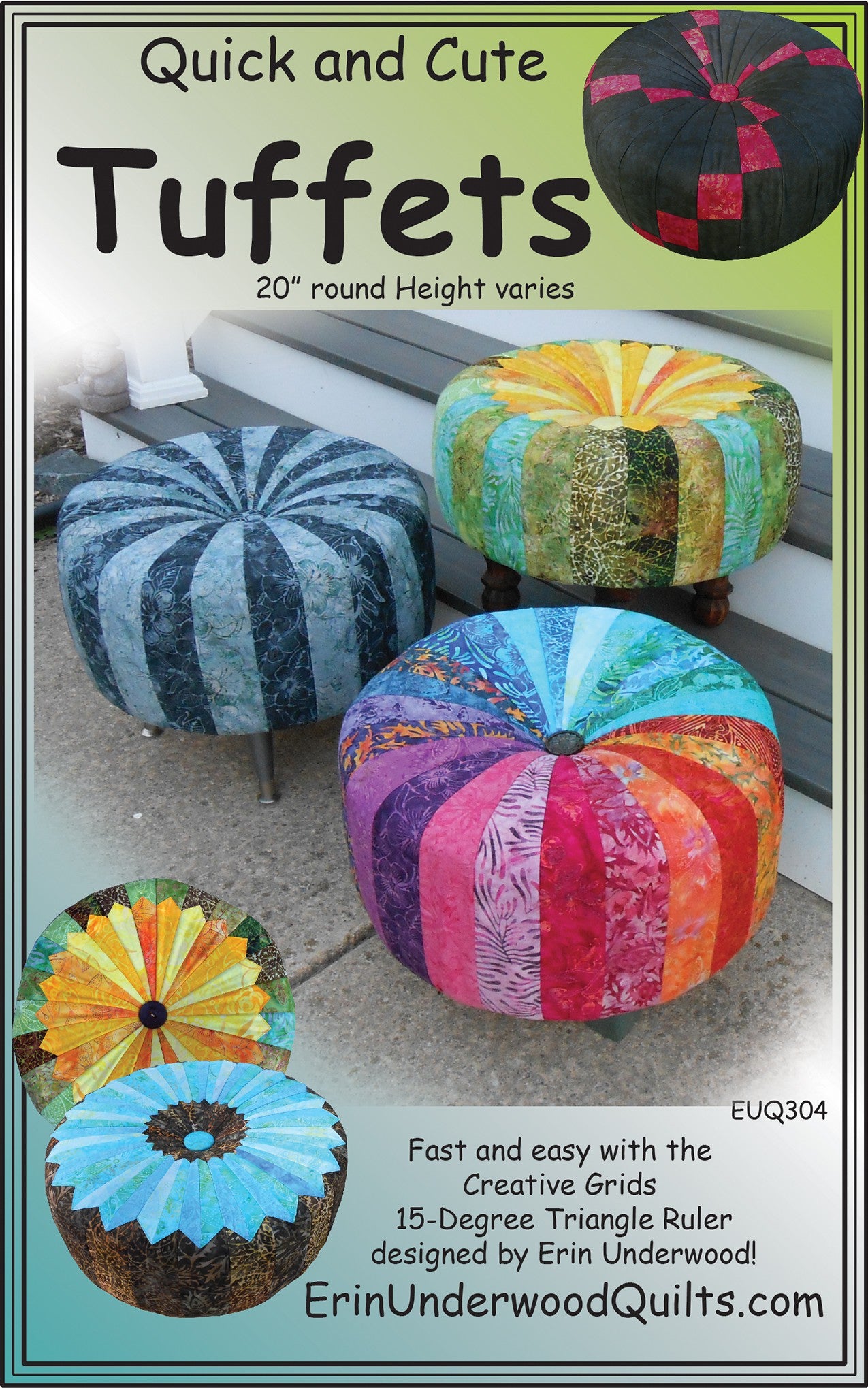 Quick And Cute Tuffets Ottoman Poof Sewing Pattern by Erin Underwood for Erin Underwood Quilts