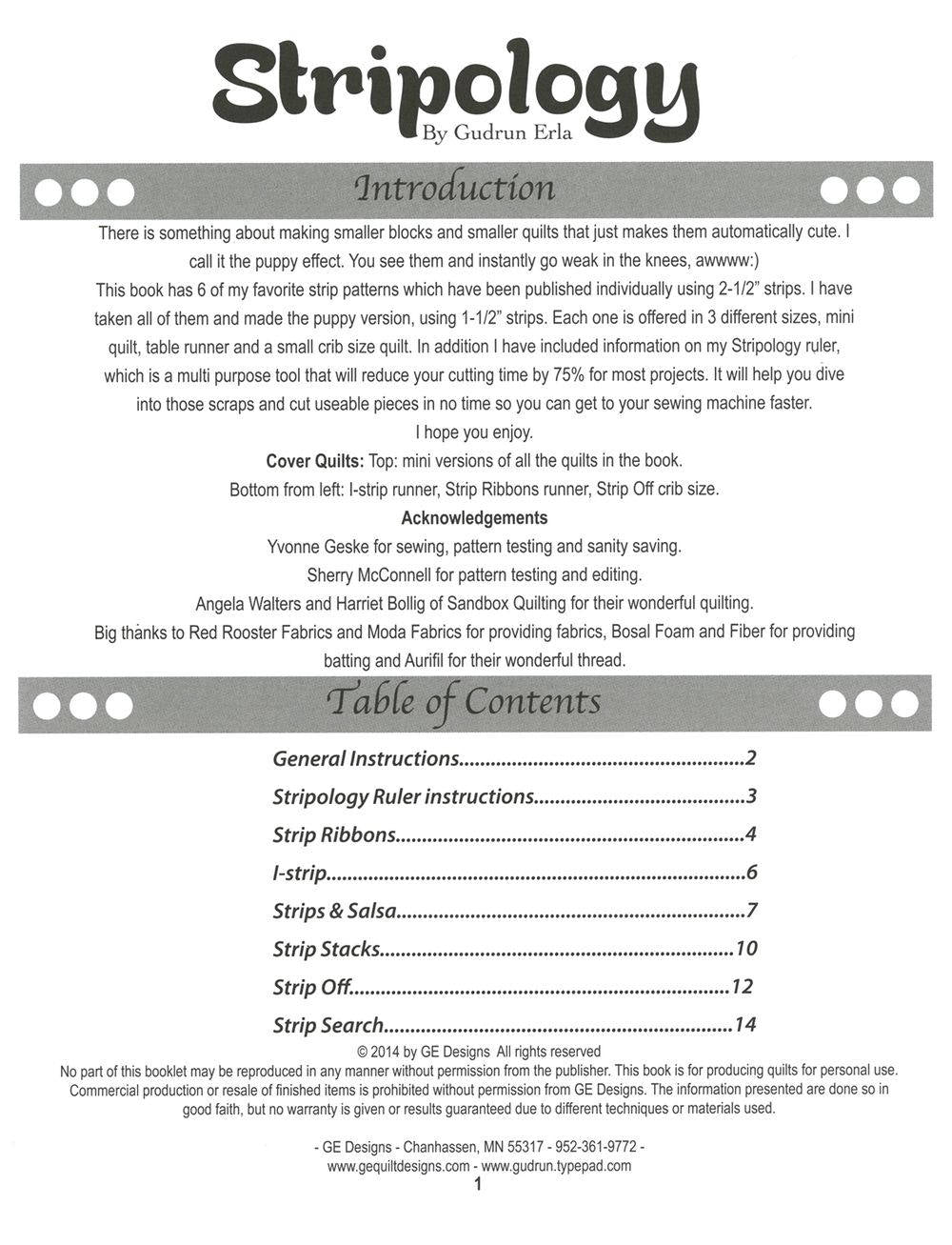 Stripology Quilt Pattern Book by Gudrun Erla of G.E. Designs