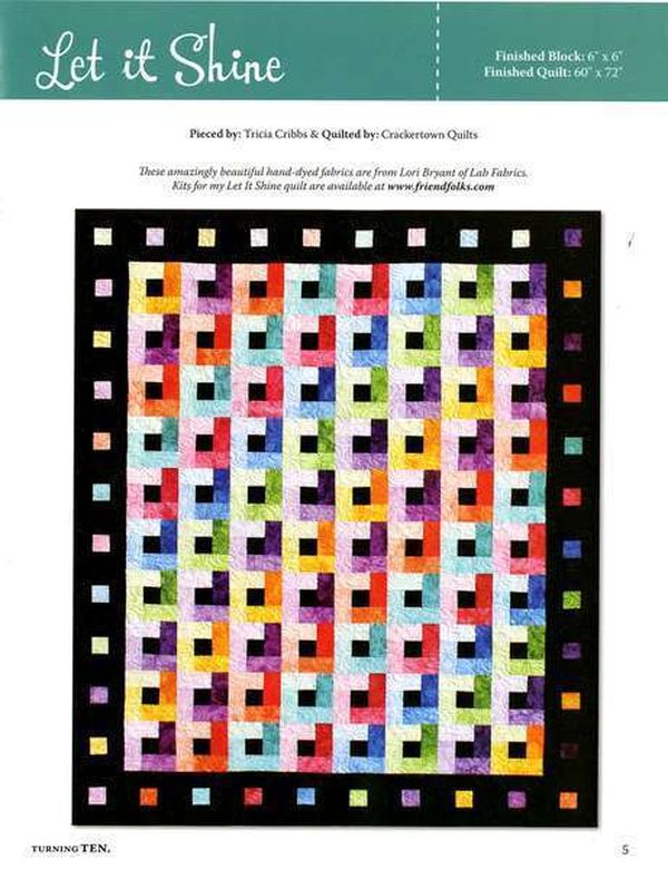 Turning Ten Let It Shine Quilt Pattern Book by Tricia Cribbs of Friendfolks - Dings & Dents