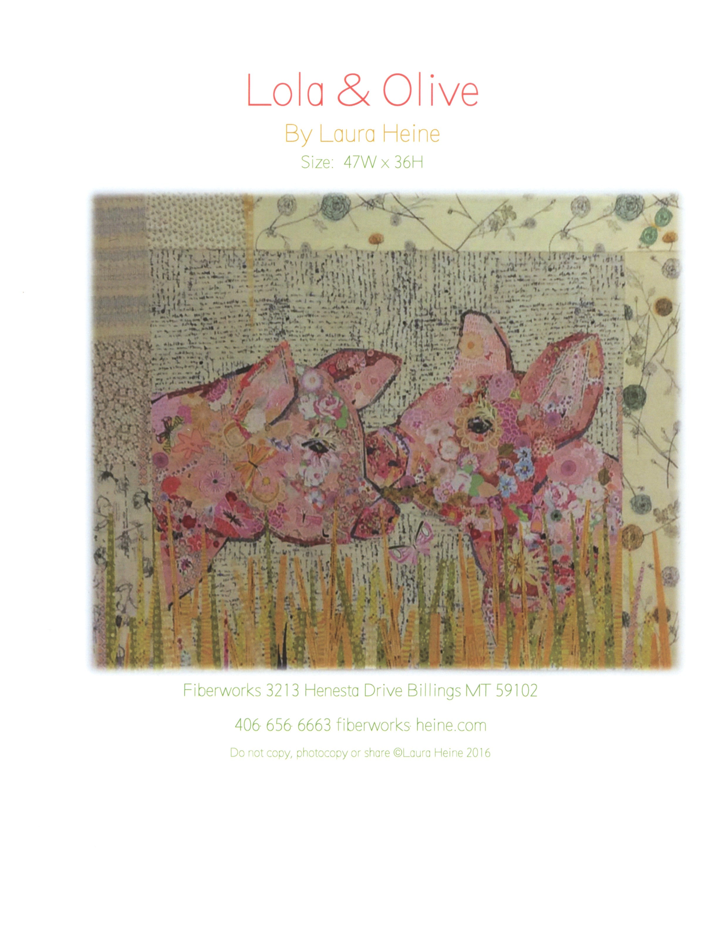 Lola And Olive Fused Fabric Collage Quilt Pattern by Laura Heine of Fiberworks