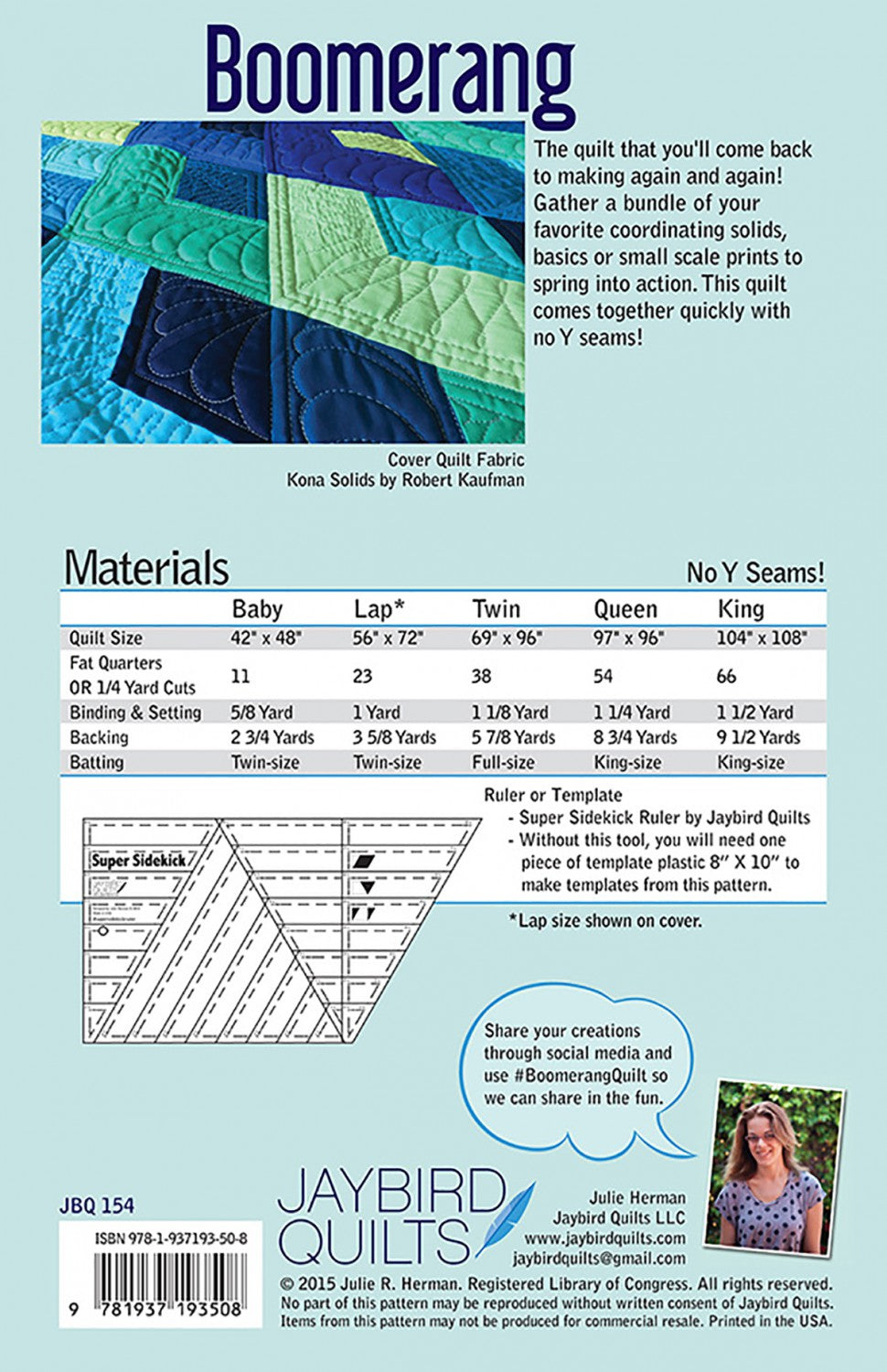 Boomerang Quilt Pattern by Julie Herman of Jaybird Quilts