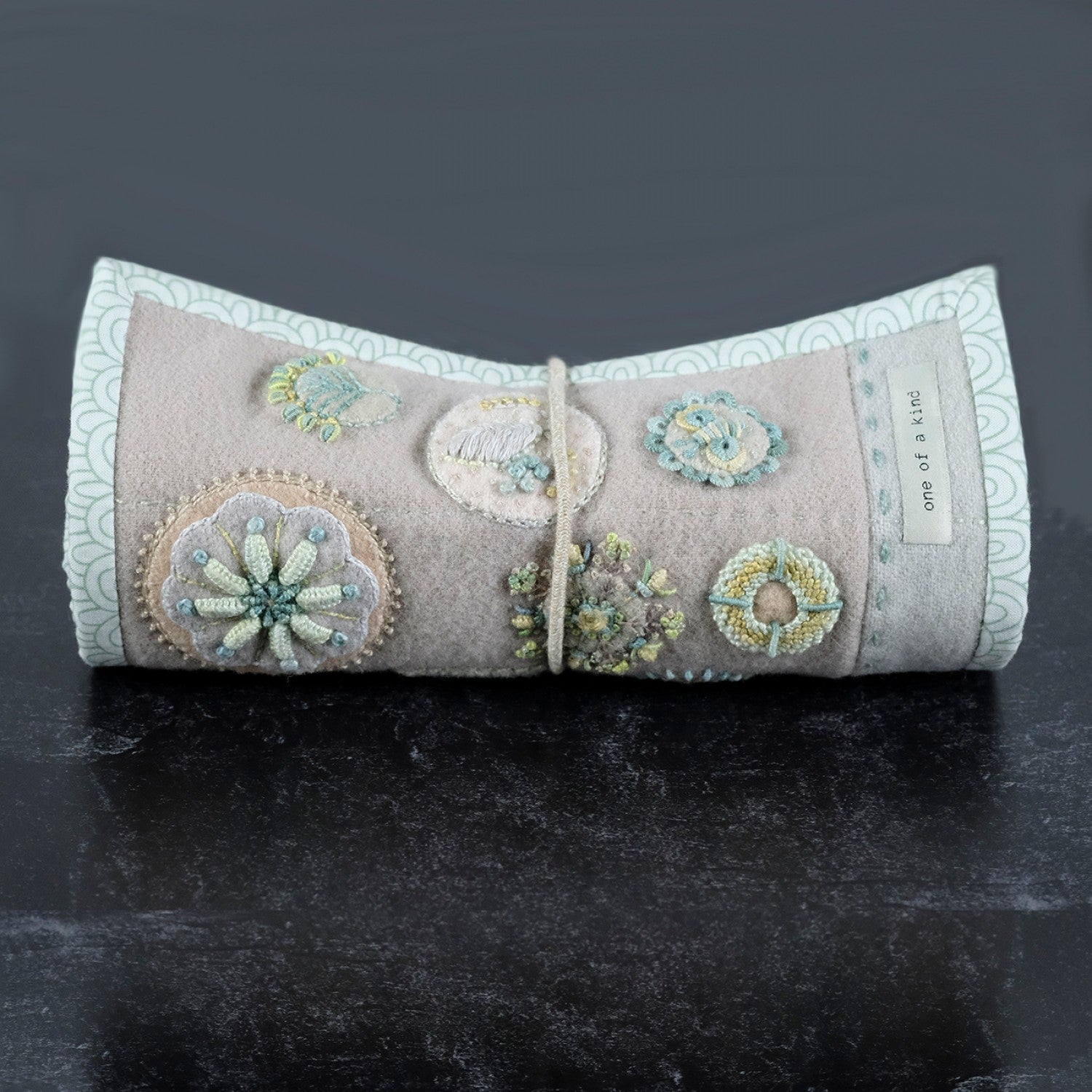 Tranquil Garden Needle Roll - Applique, Embroidery, and Sewing Pattern by Sue Spargo of Folk Art Quilts