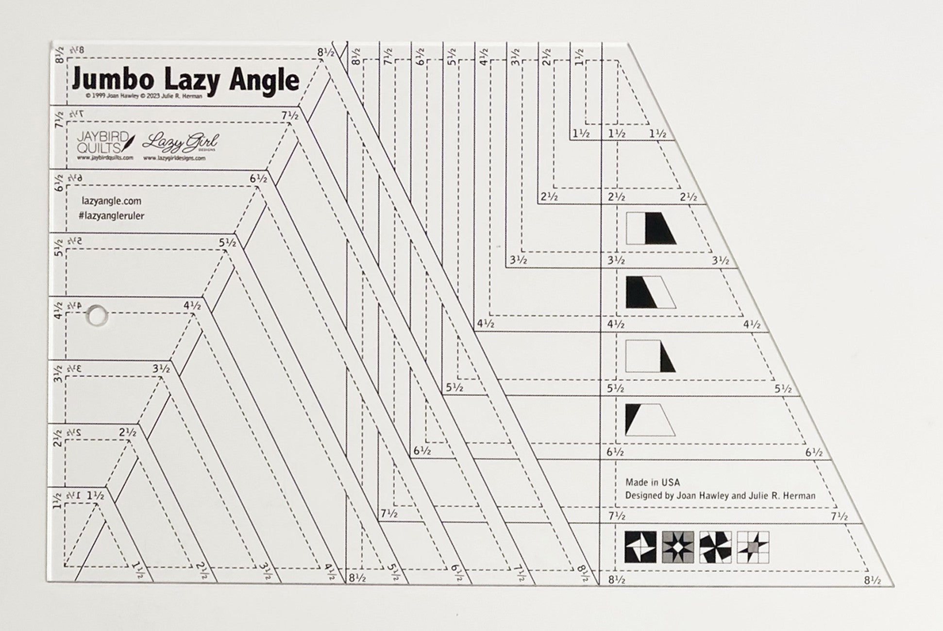 Jumbo Lazy Angle Quilt Ruler by Joan Hawley and Julie Herman of Lazy Girl Designs