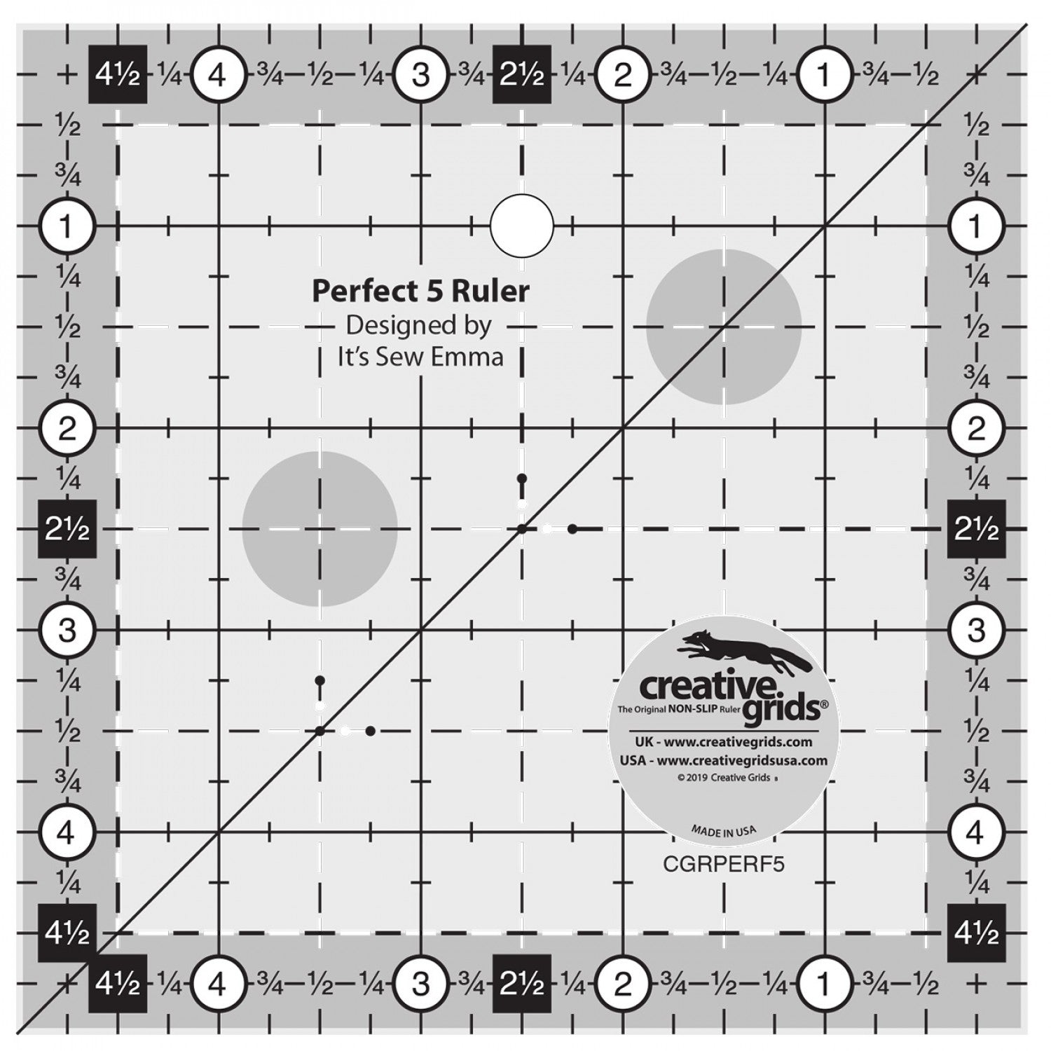 Creative Grids Perfect 5 5-Inch Square Quilt Ruler