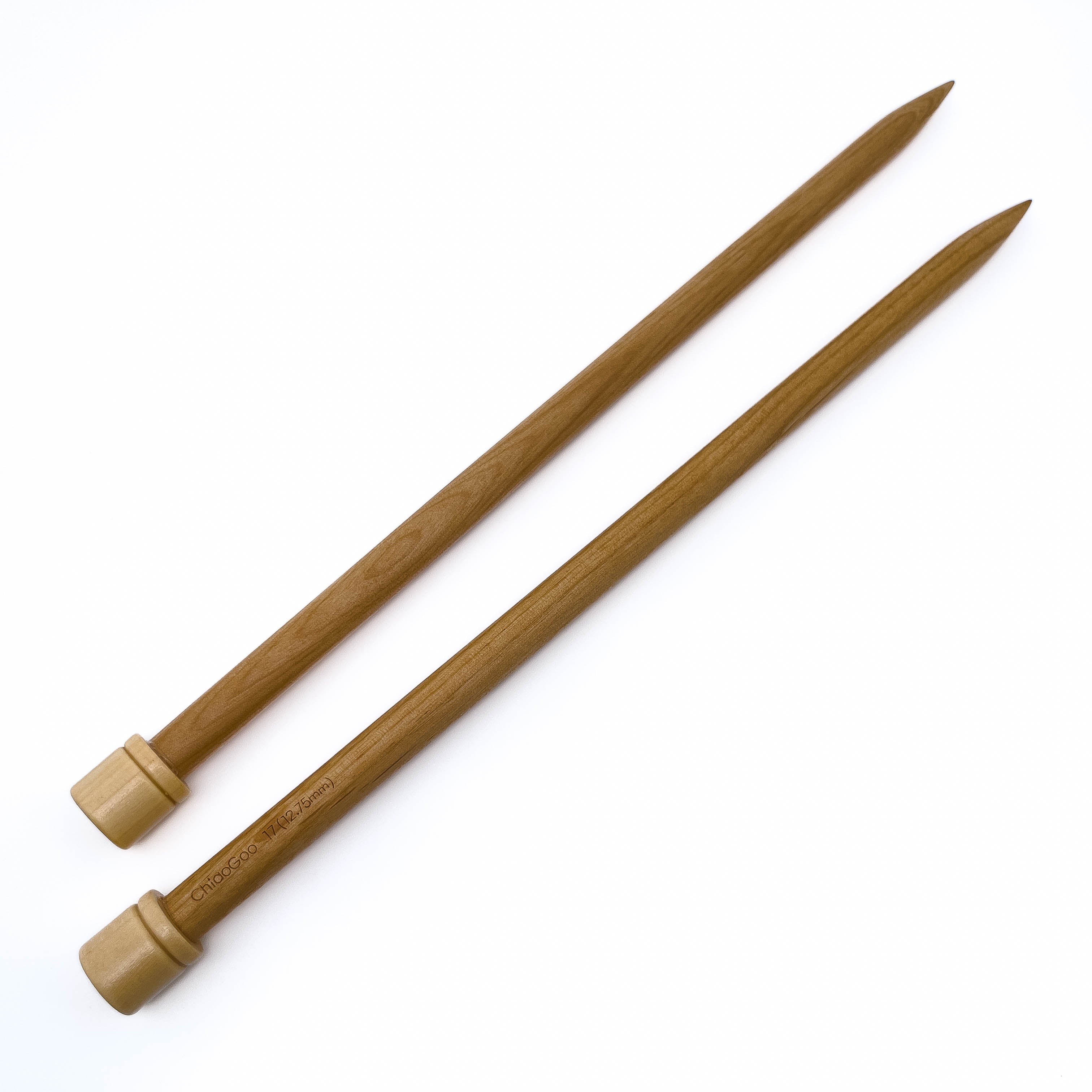 ChiaoGoo 13 Inch (33 cm) Single Point Wooden Knitting Needles (Sizes 17 - 50)