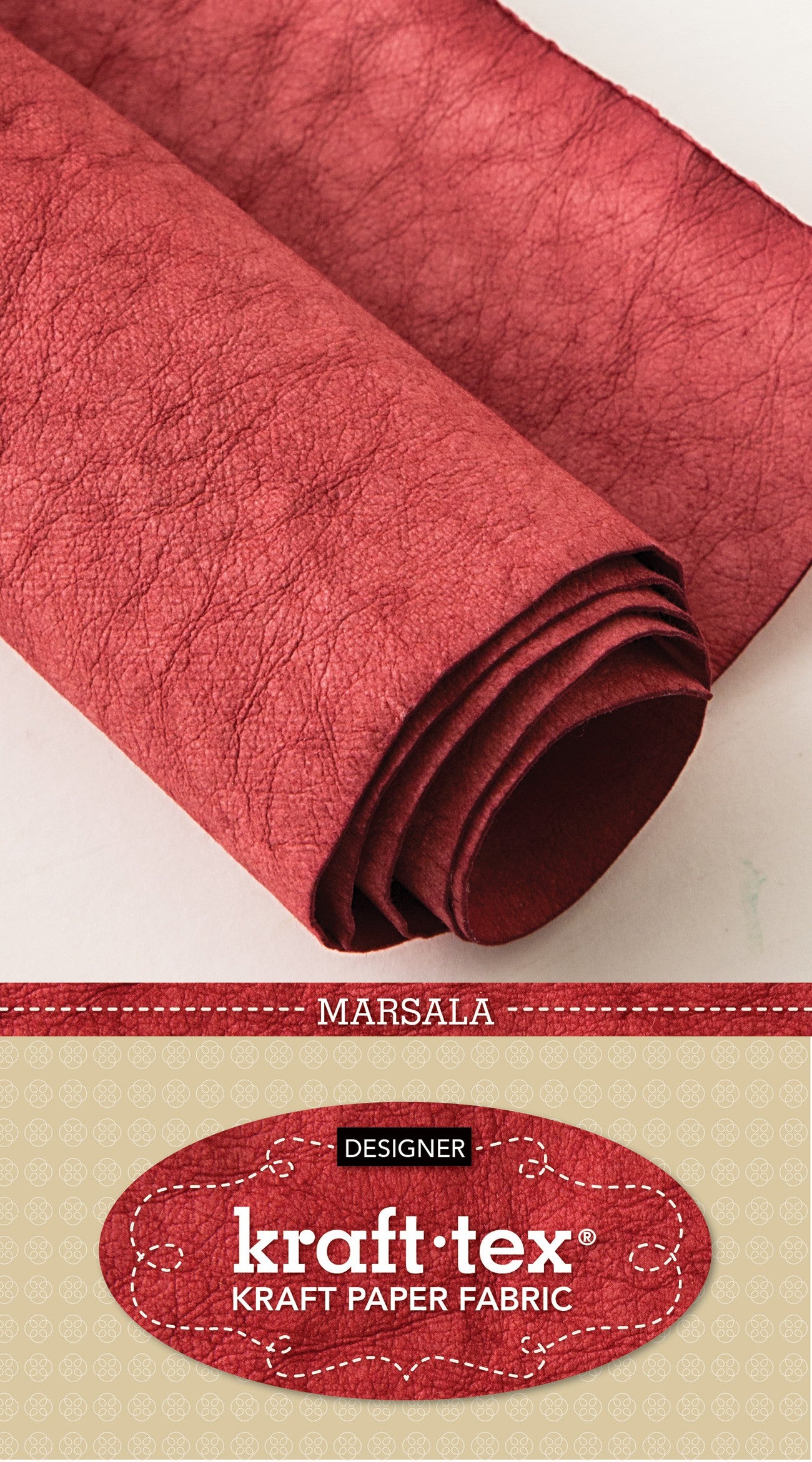 Kraft-Tex Roll, Designer Marsala, 18.5 Inches x 28.5 Inches Hand-Dyed Prewashed Paper Fabric