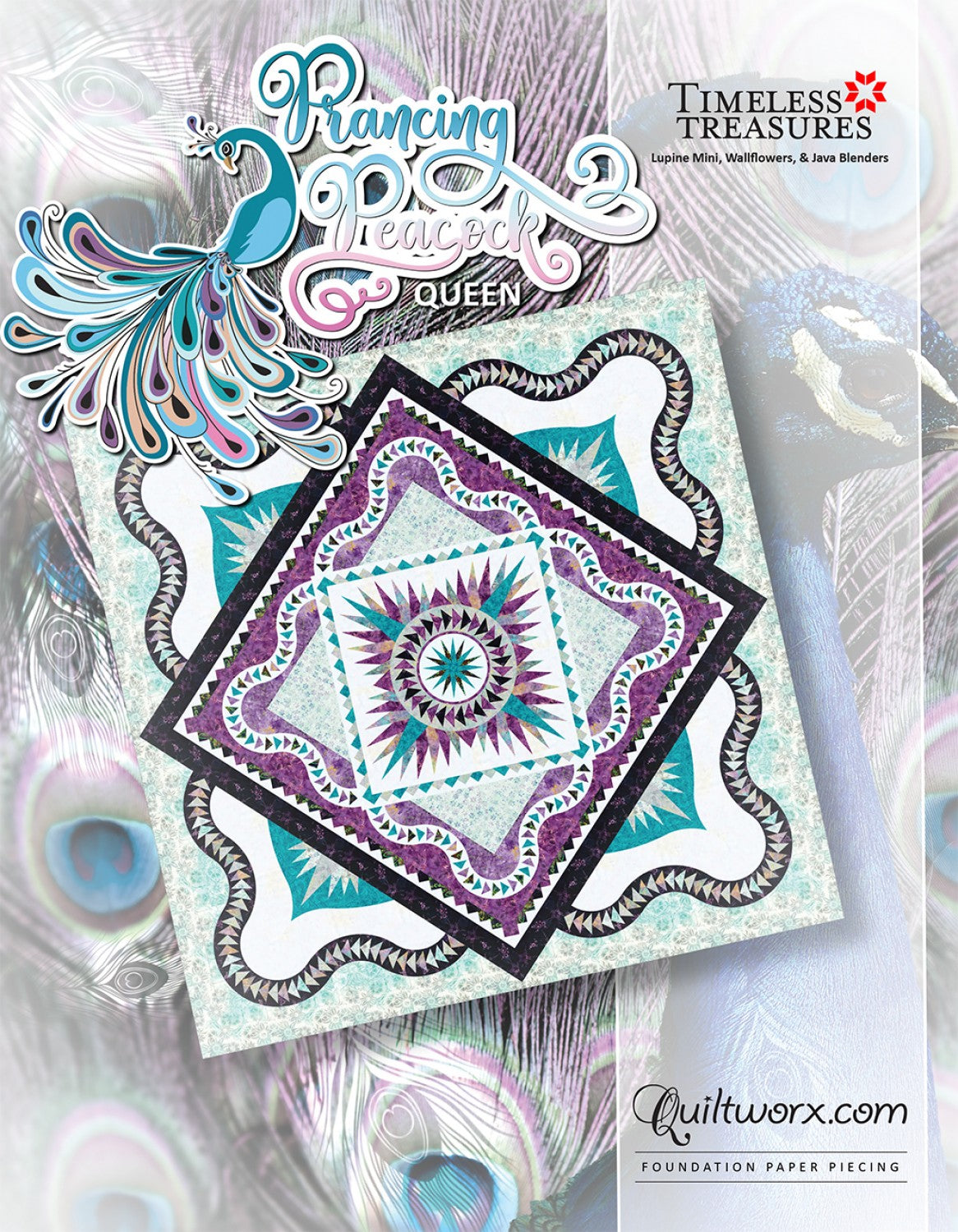 Prancing Peacock Queen Foundation Paper Pieced Quilt Pattern by Judy Niemeyer of Quiltworx