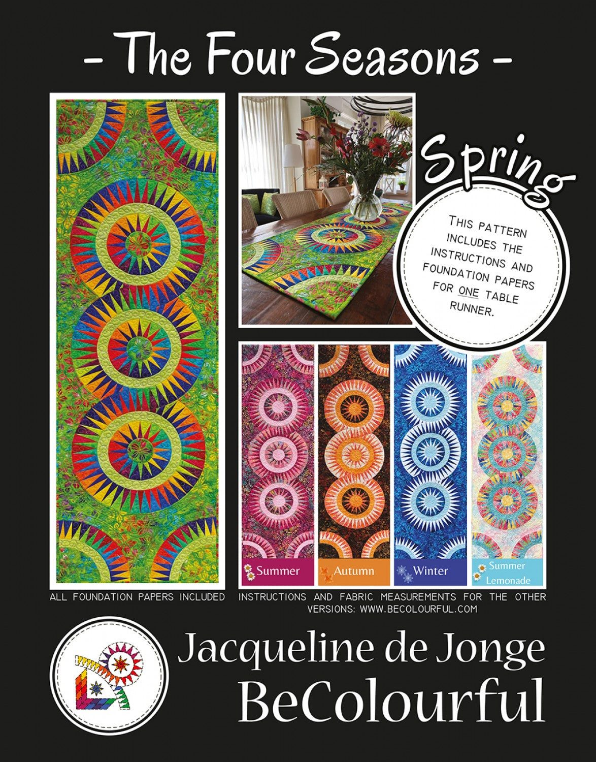 The Four Seasons Table Runner Spring Quilt Pattern by Jacqueline De Jonge of Becolourful