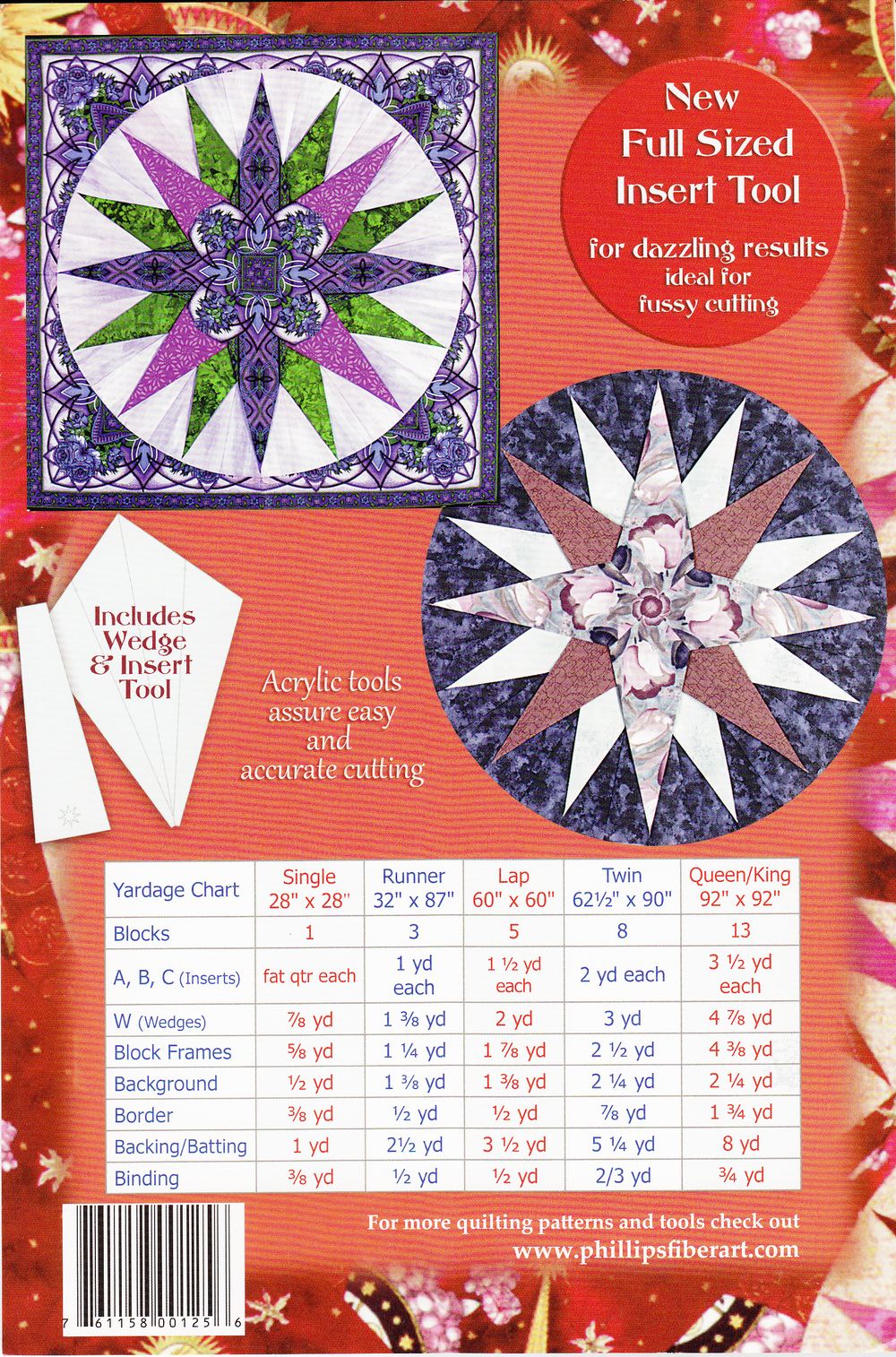 Folded 3-D Mariners Compass with Wedge and Insert Tools by Cheryl Phillips of Phillips Fiber Art