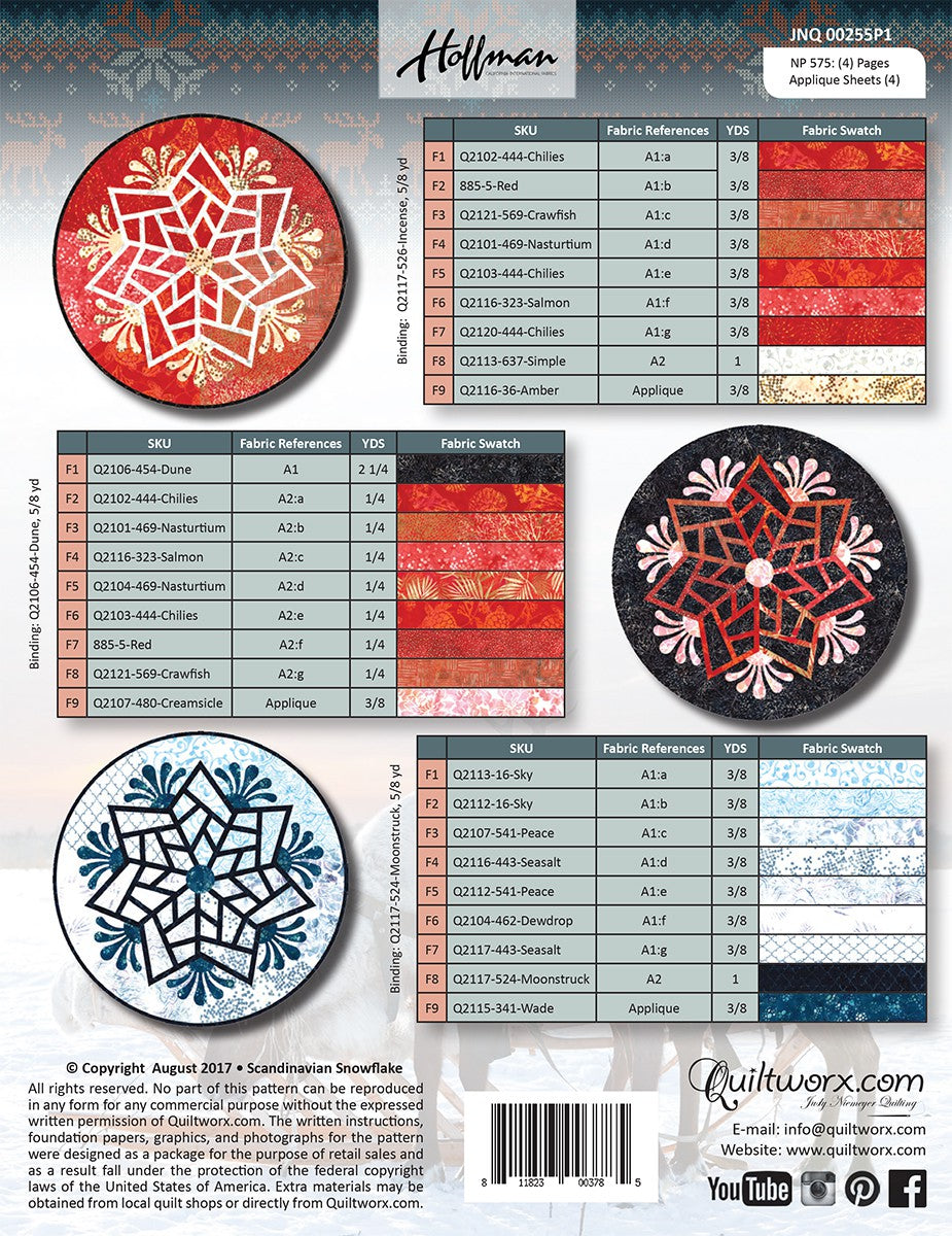 Scandinavian Snowflake Foundation Paper Pieced Quilt Pattern by Judy Niemeyer of Quiltworx