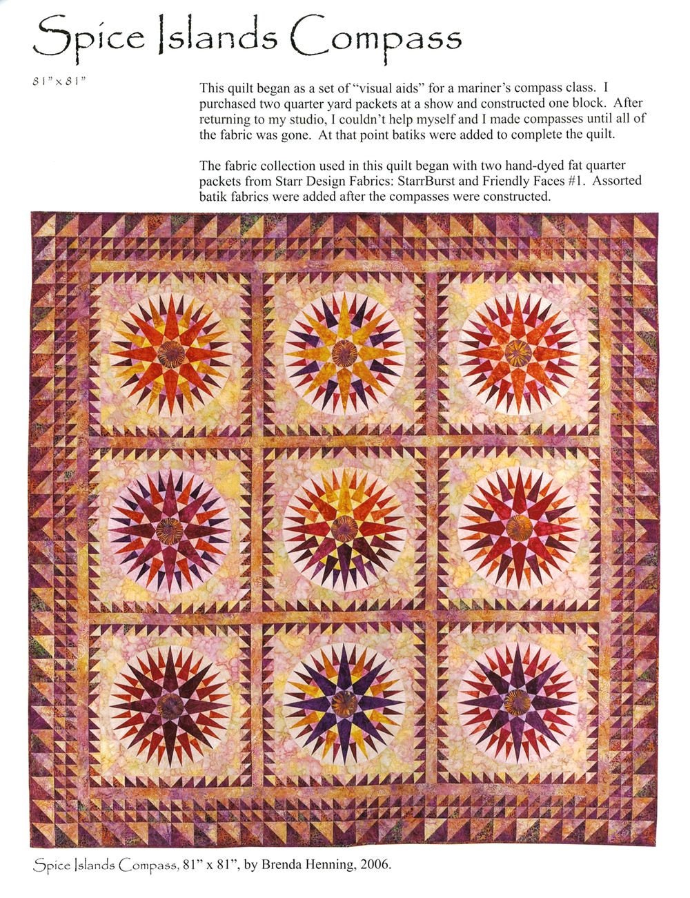 Mariners Compass Quilts 2nd edition by Brenda Henning of Bear Paw Productions
