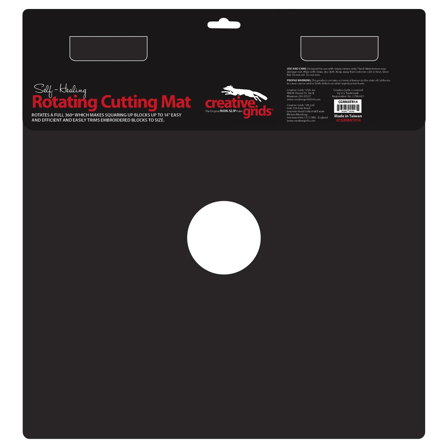 Creative Grids 14-inch Square Self-Healing Rotating Rotary Cutting Mat (CGRMATR14)