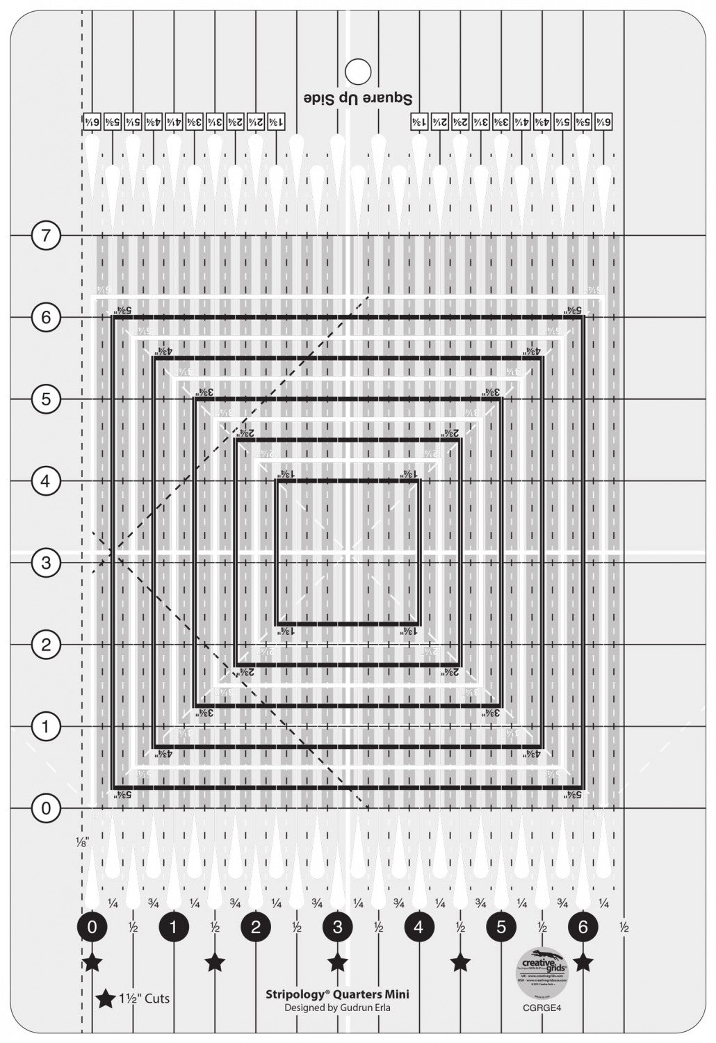 Creative Grids Stripology Quarters Mini Quilt Ruler (CGRGE4)