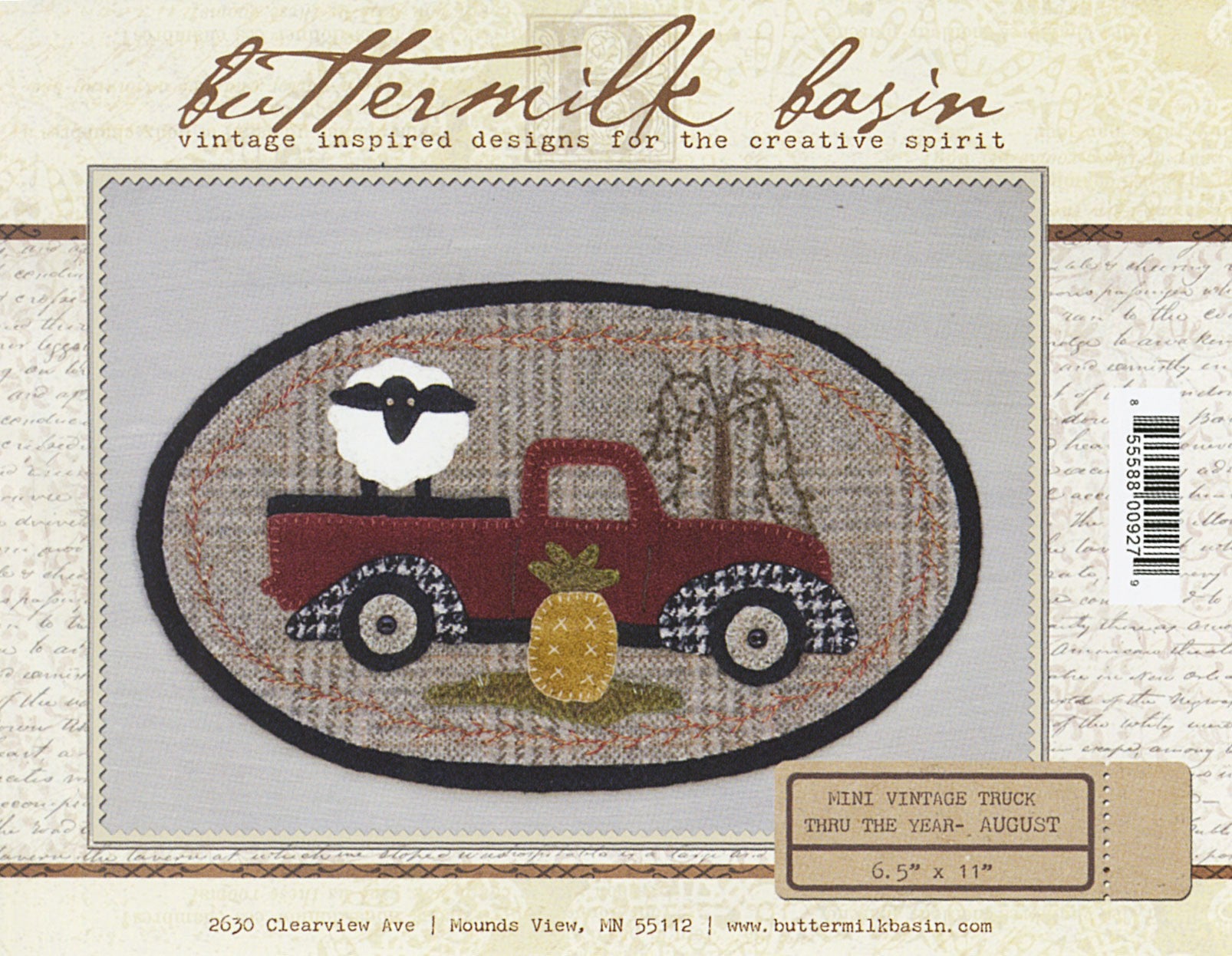 Mini Vintage Truck Thru The Year August Applique Pattern by Buttermilk Basin