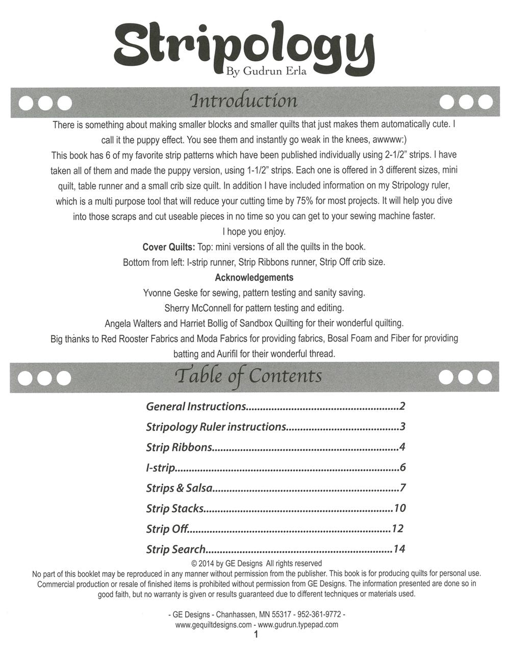 Stripology Quilt Pattern Book by Gudrun Erla of G.E. Designs