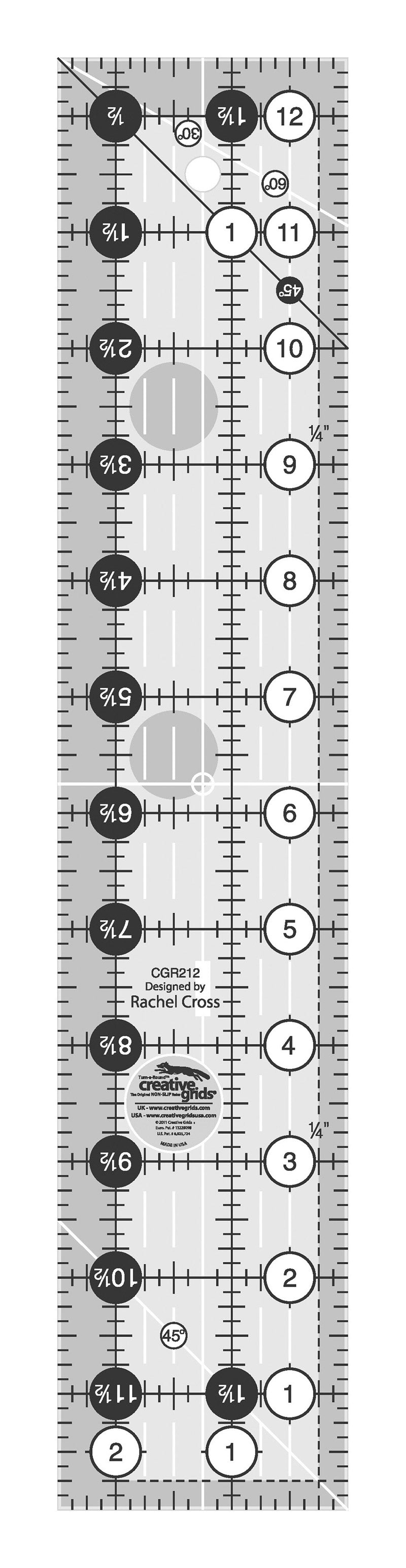 Creative Grids 2-1/2-Inch X 12-1/2-Inch Quilt Ruler (CGR212)